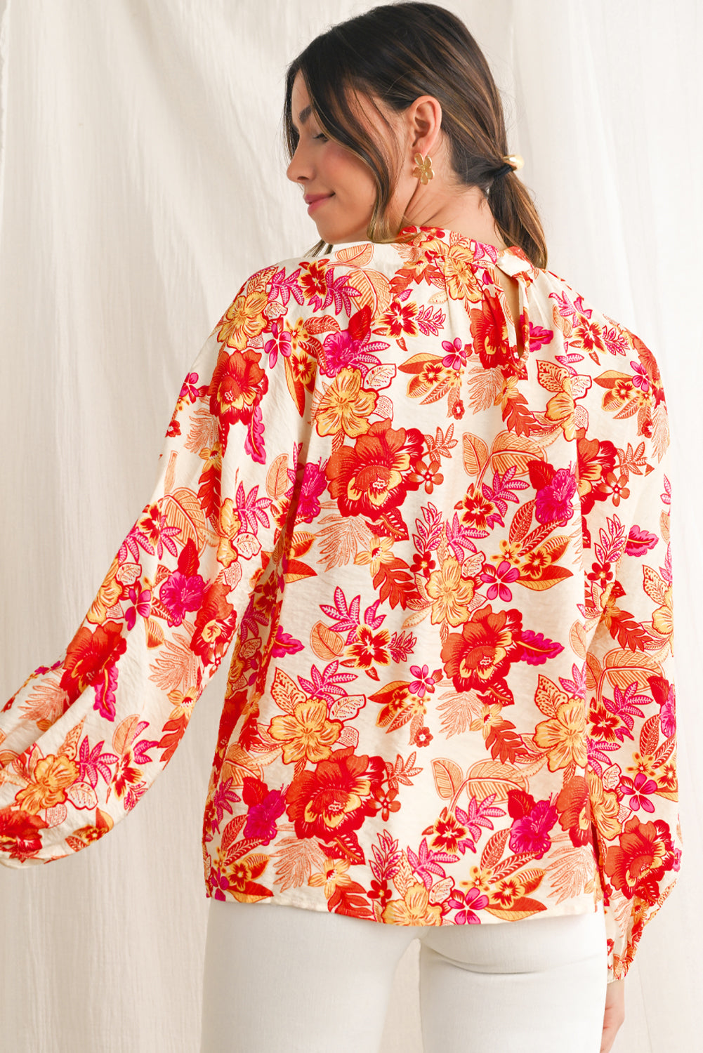 PRE-ORDER: Boho Floral Lantern Sleeve Blouse