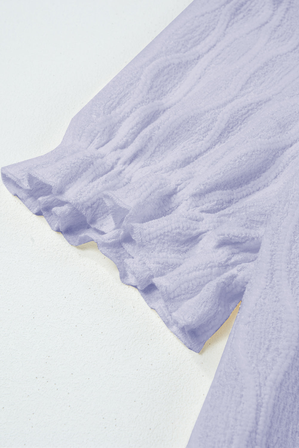 PRE-ORDER: Solid Color Textured Notched Neck Puff Sleeve Blouse