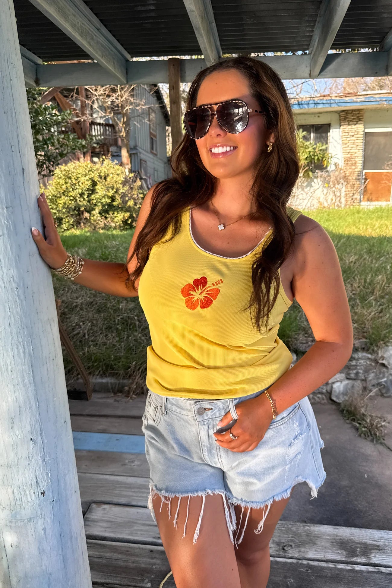 HIBISCUS RIBBED TANK