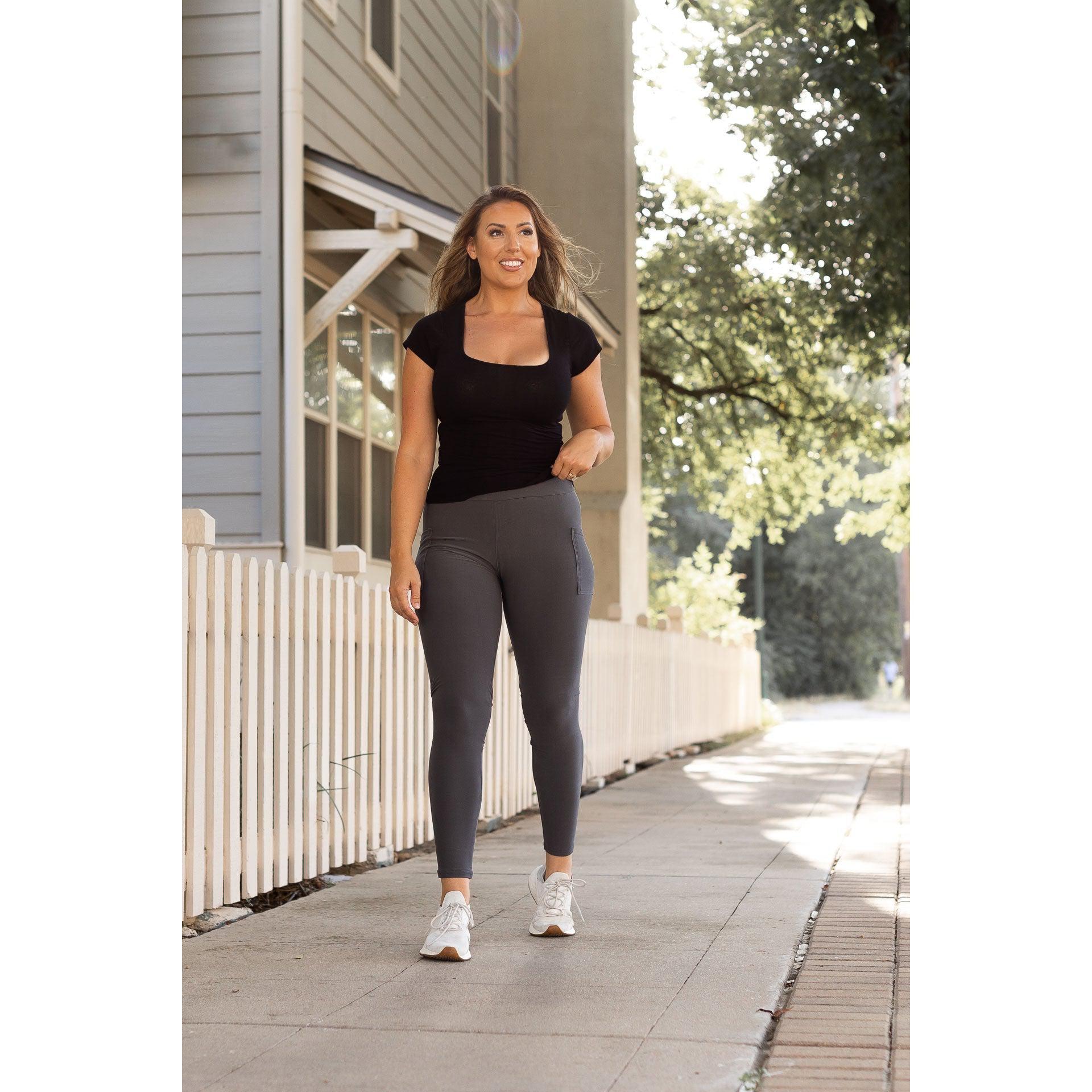 Charcoal Leggings with Pockets  - Luxe Leggings