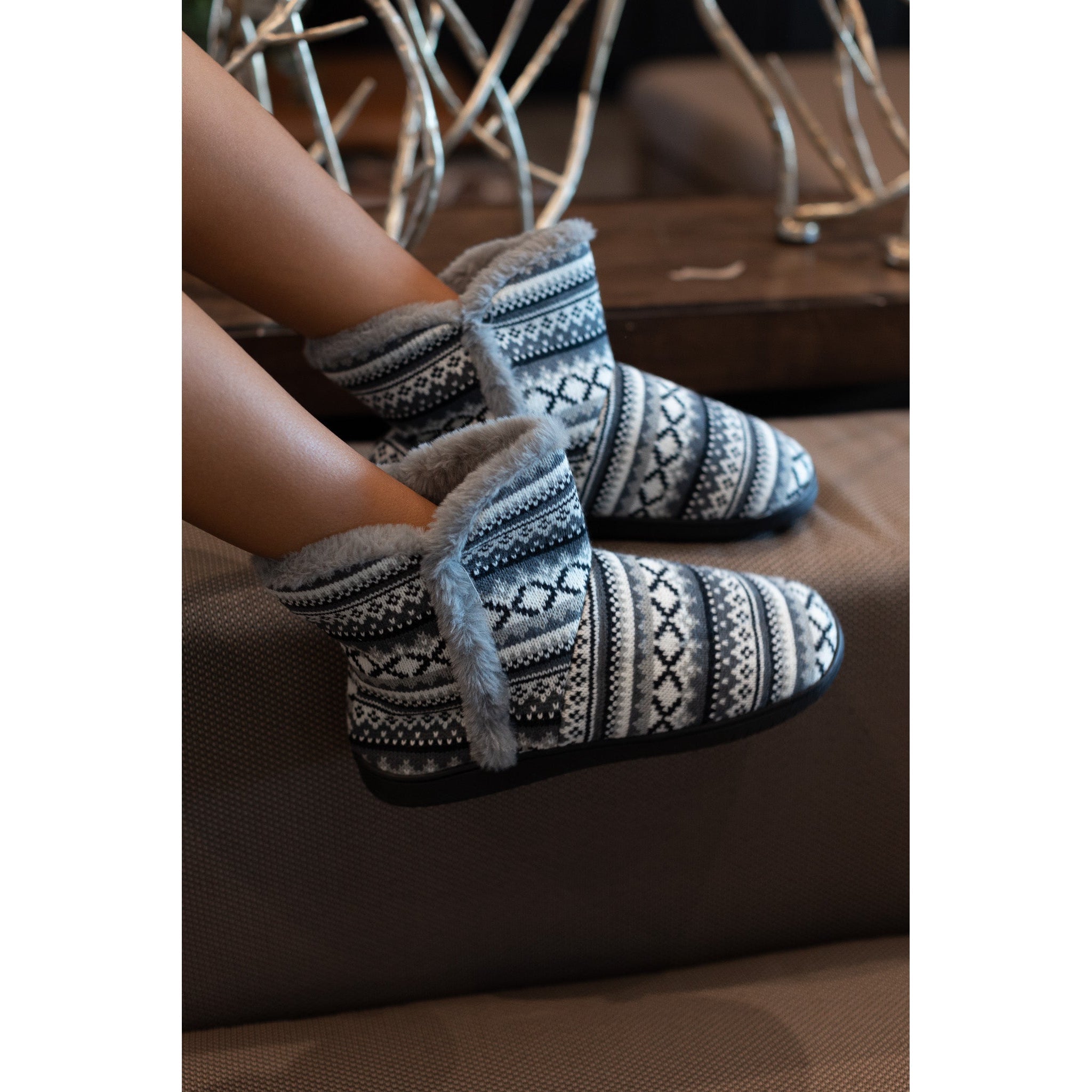 The Leah Plaid Knit Booties