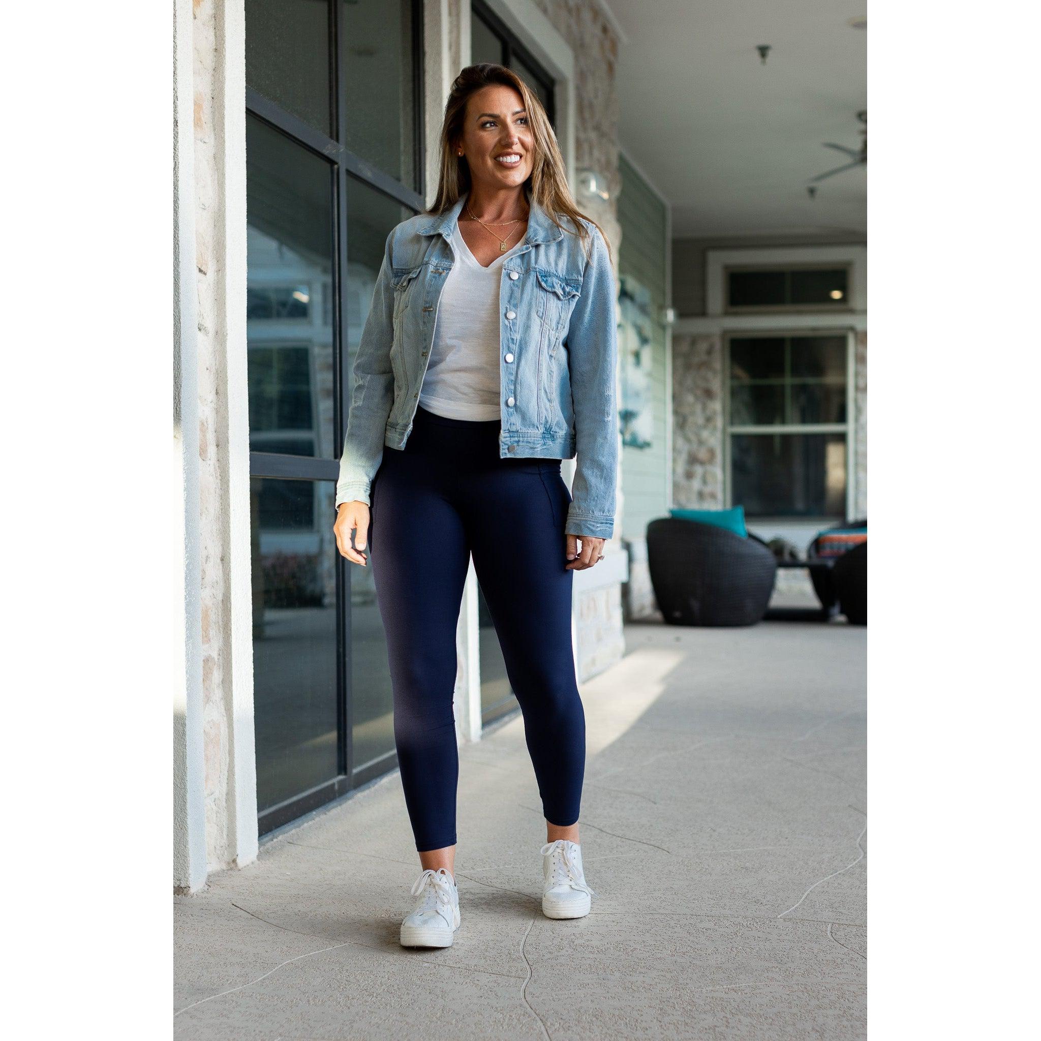 Navy Full-Length with Pocket Leggings - Luxe Leggings