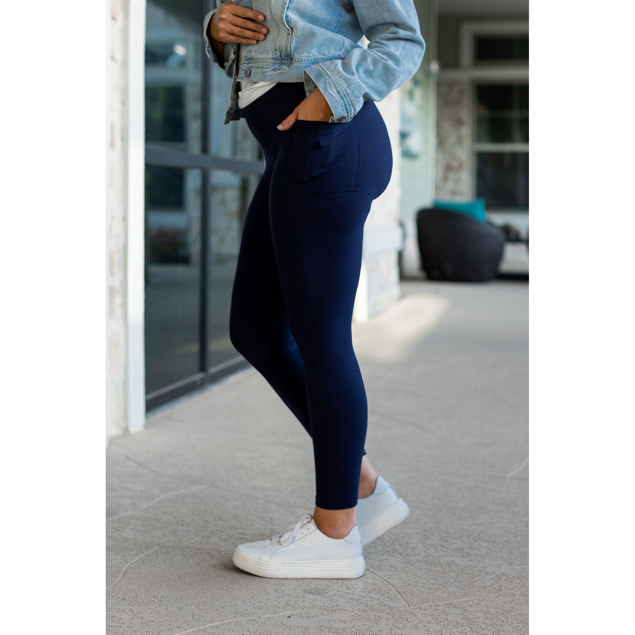 Navy Full-Length with Pocket Leggings - Luxe Leggings