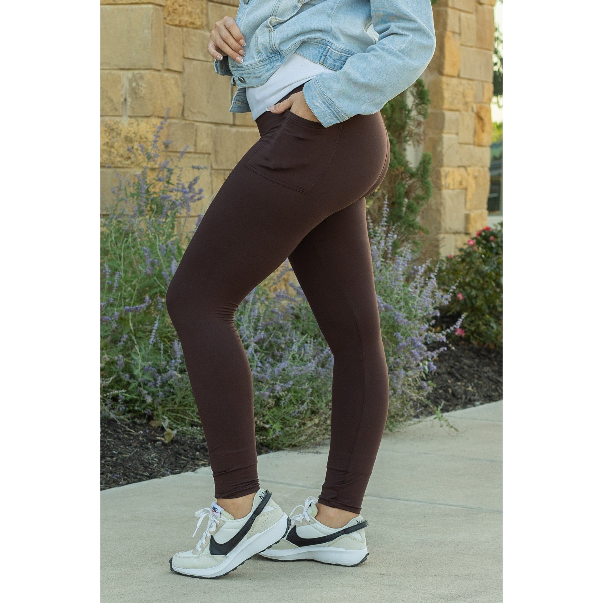 Brown FULL LENGTH Leggings with POCKET