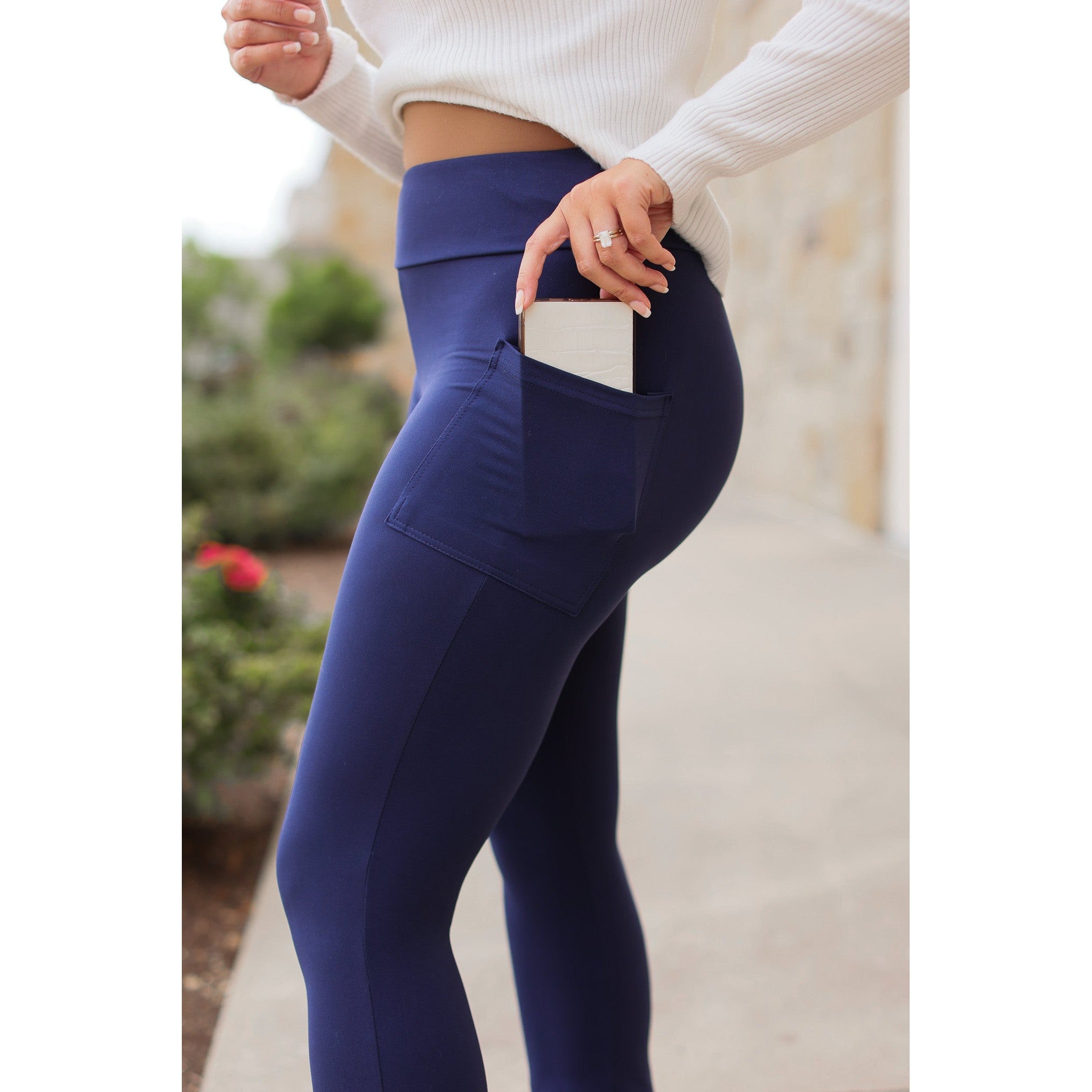 Navy FLARE Leggings with Pockets