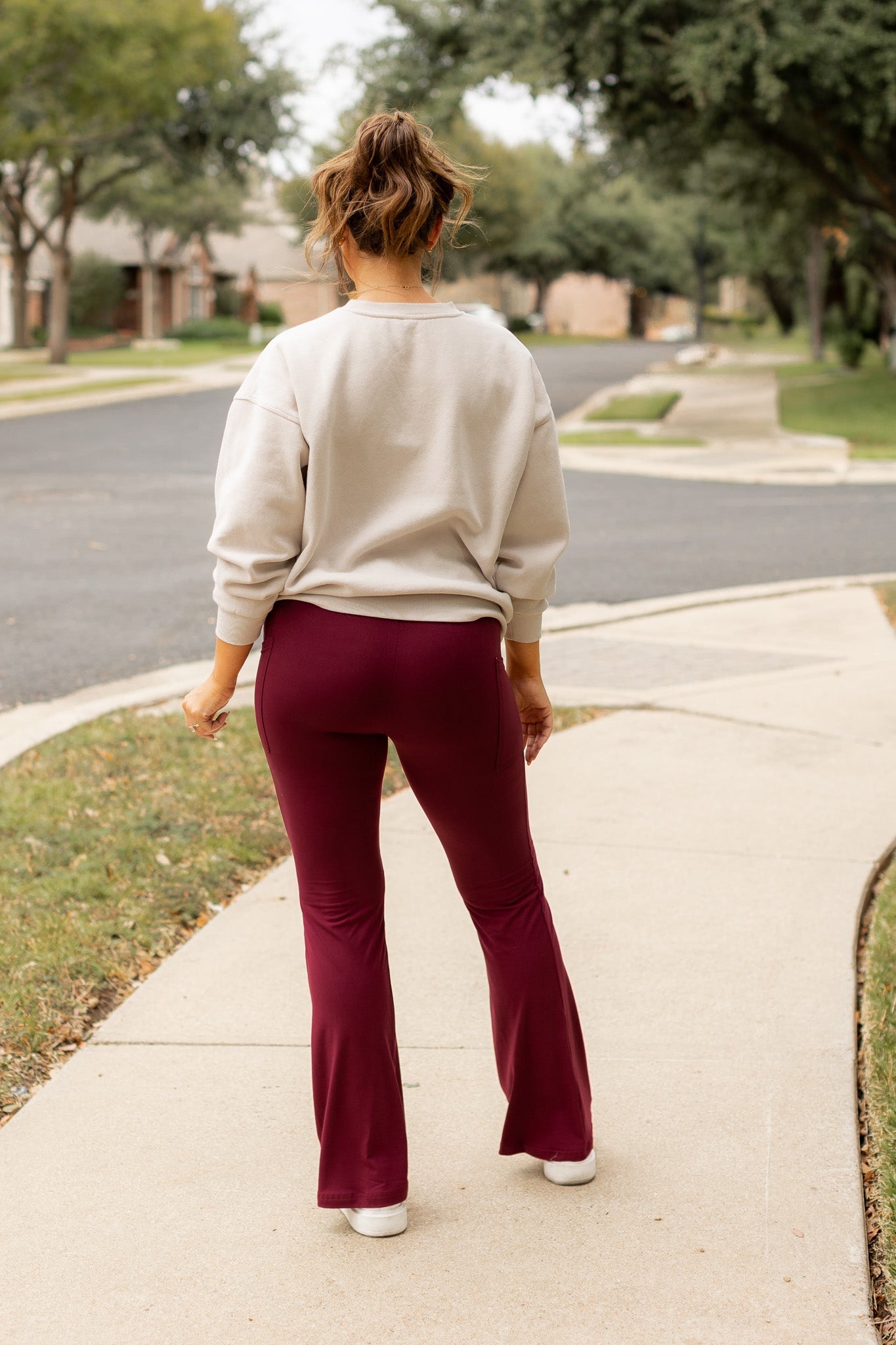 The Maeve - 30"  MAROON Bootcut Leggings with Pockets