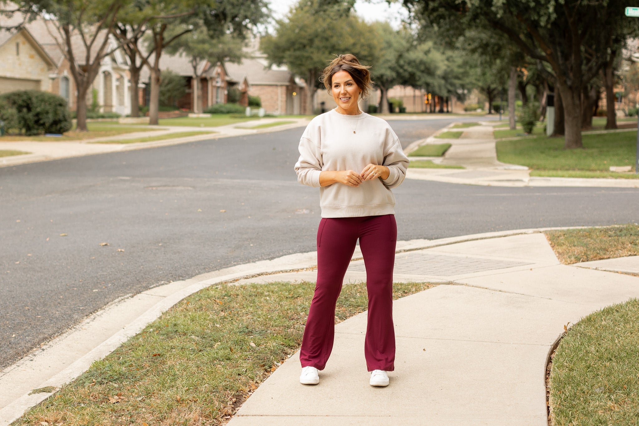 The Maeve - 30"  MAROON Bootcut Leggings with Pockets