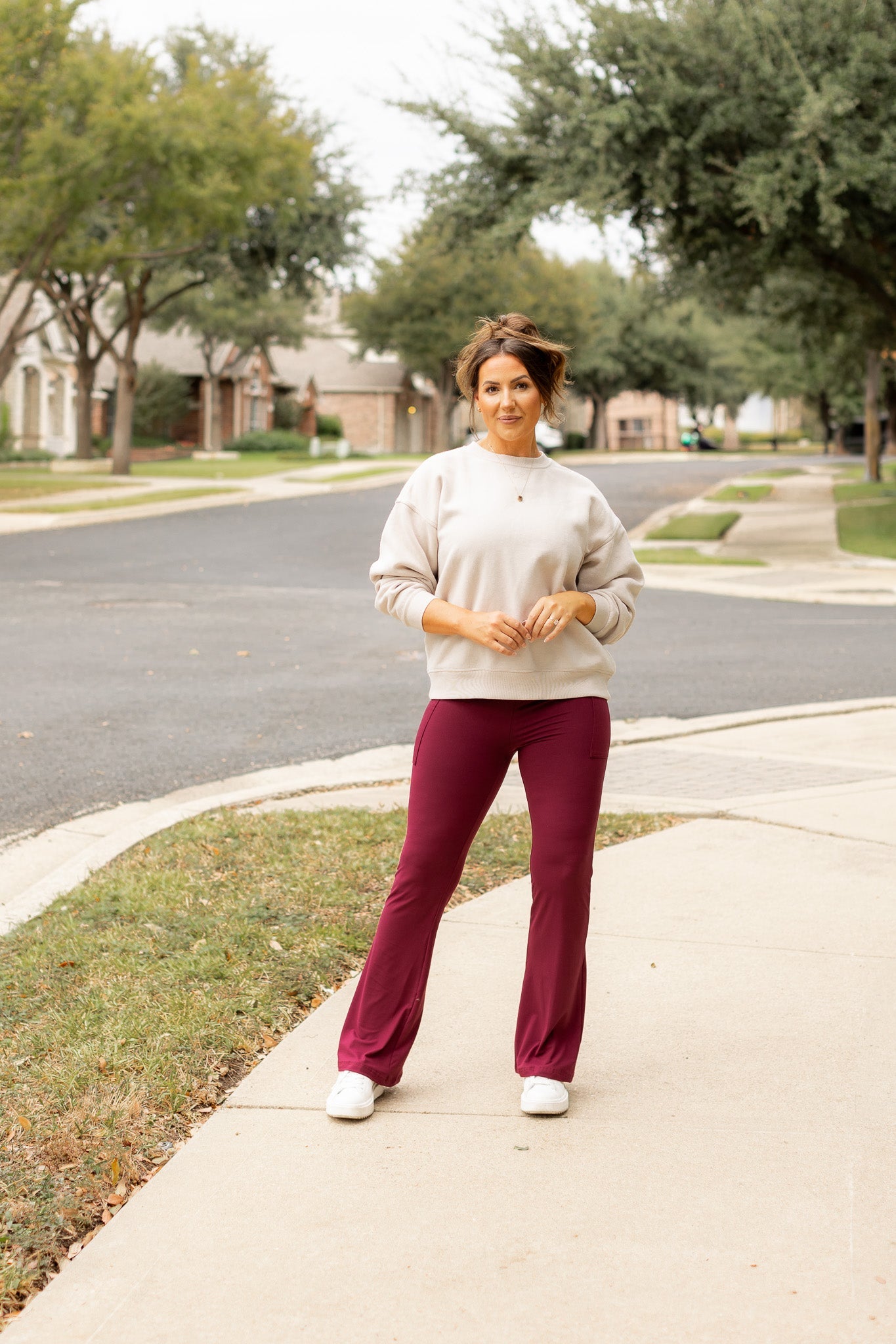 The Maeve - 30"  MAROON Bootcut Leggings with Pockets