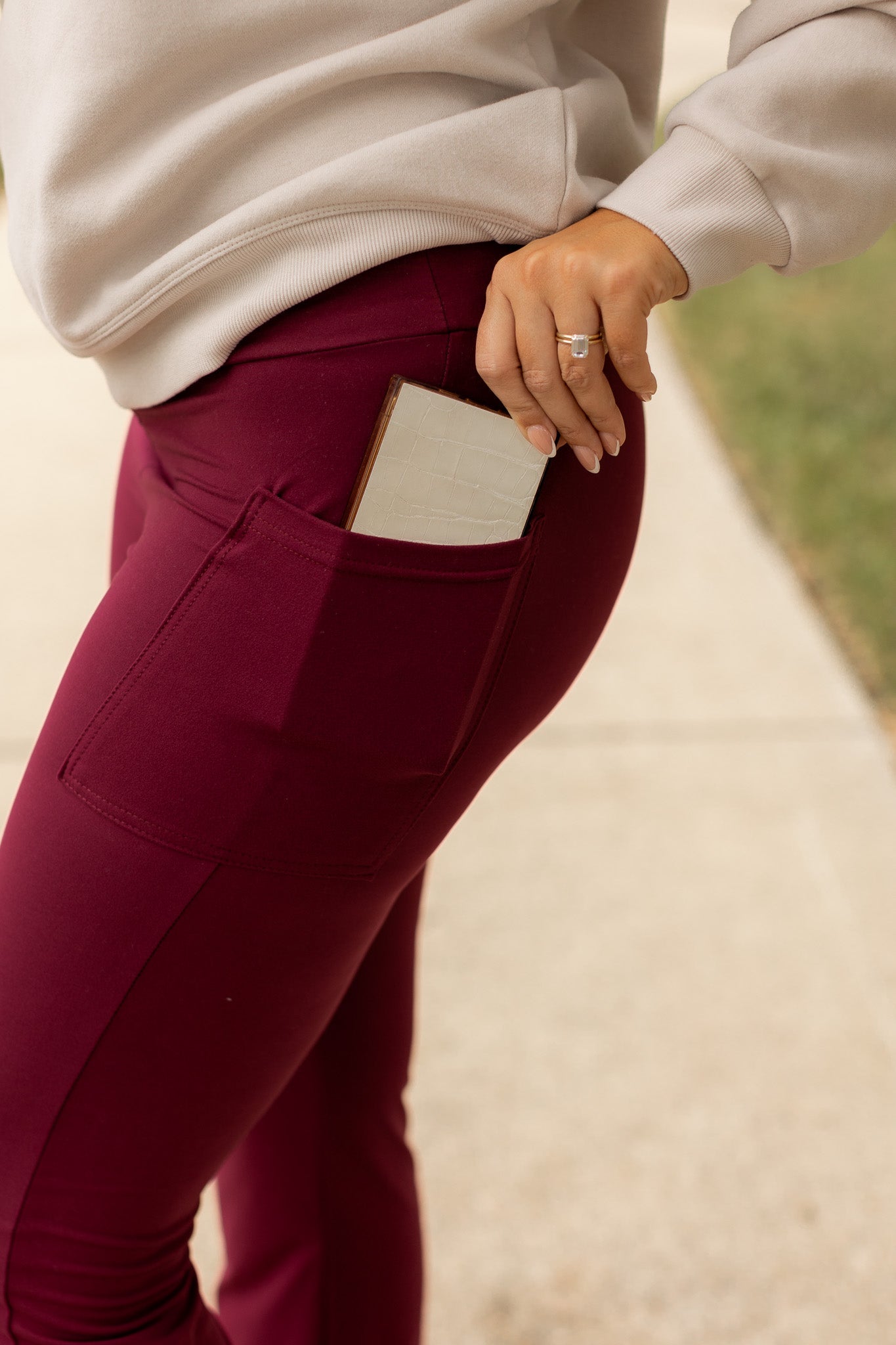 The Maeve - 30"  MAROON Bootcut Leggings with Pockets