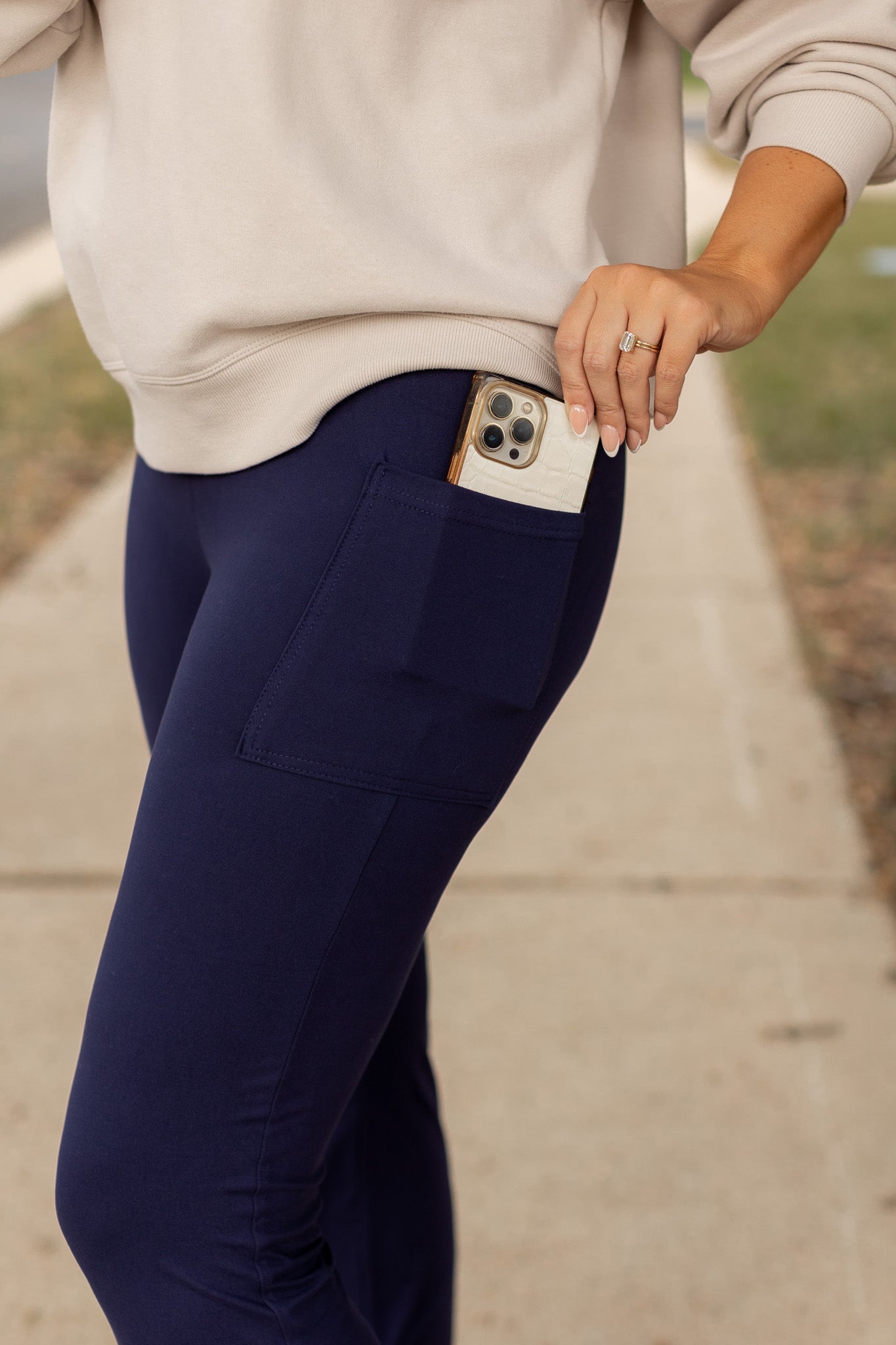 The Mila - 30"  NAVY Bootcut Leggings with Pockets