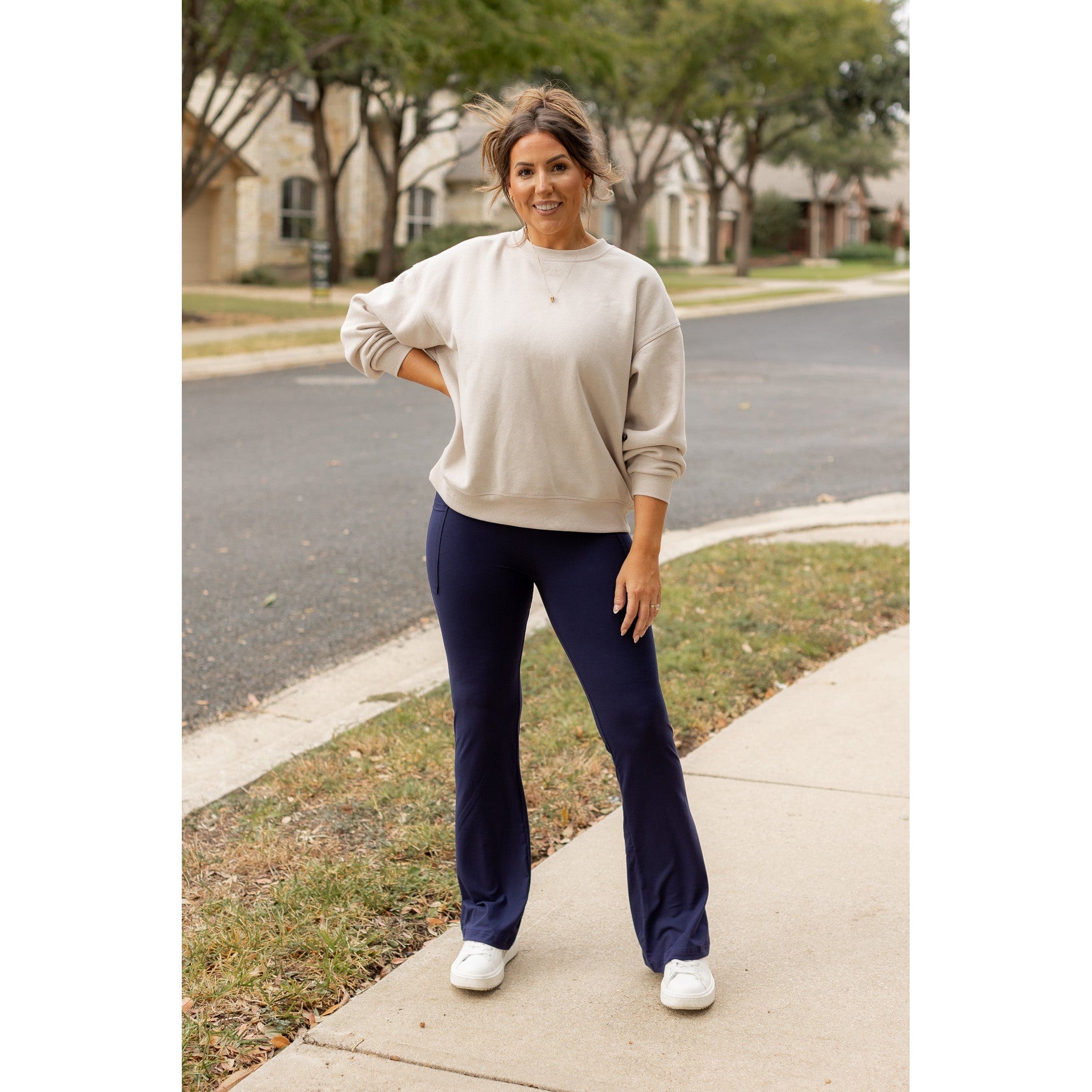 The Mila - 30" NAVY Bootcut Leggings with Pockets