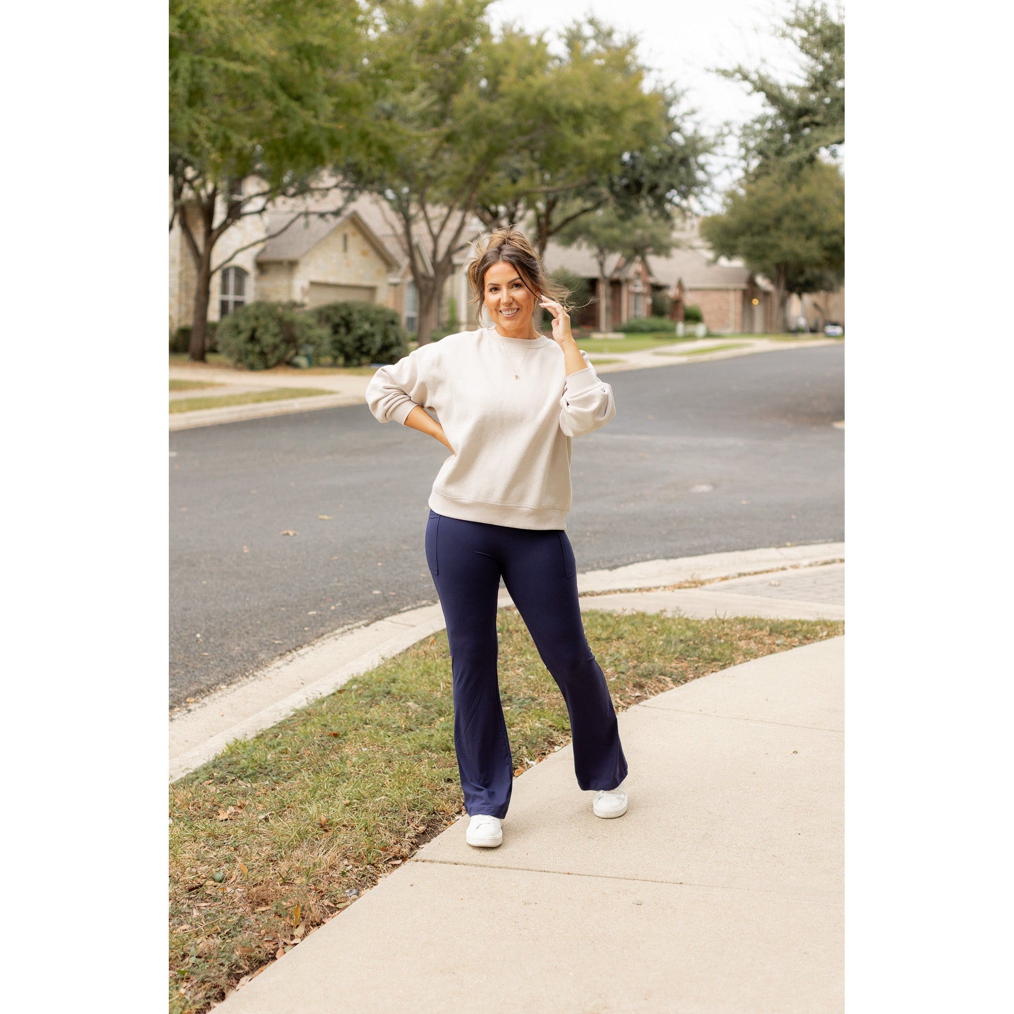 The Mila - 30" NAVY Bootcut Leggings with Pockets