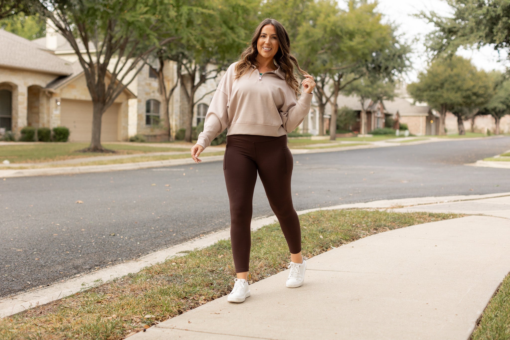 Brown FLEECE Full Length Leggings with Pockets* - Luxe Leggings