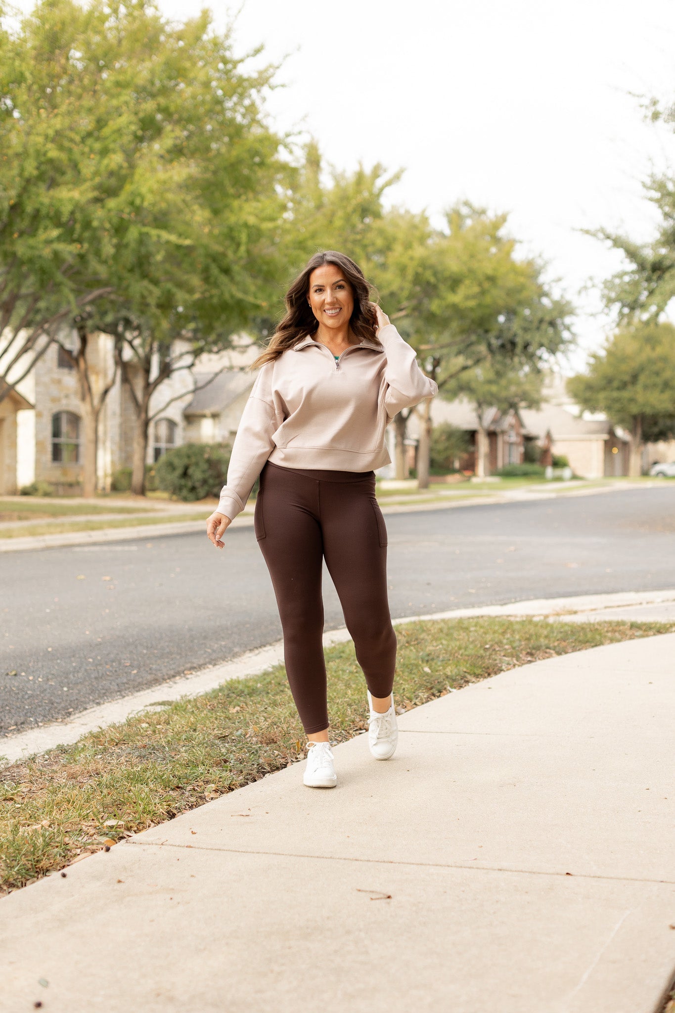 Brown FLEECE Full Length Leggings with Pockets* - Luxe Leggings