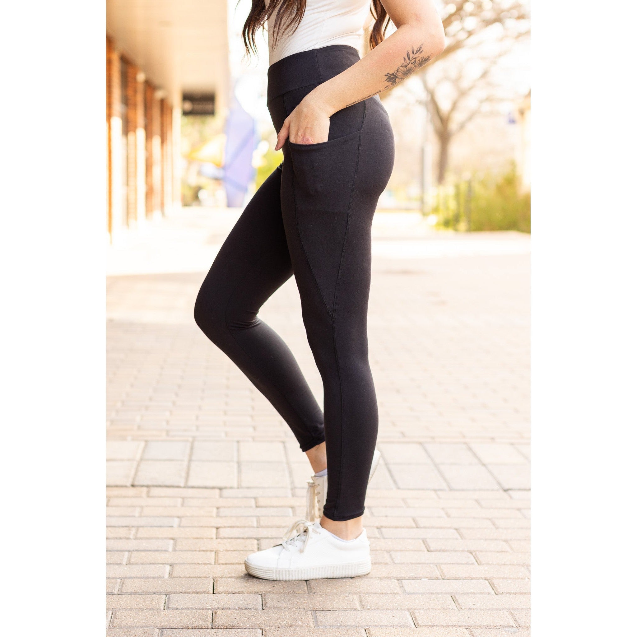 Julia Rose Sleek Pocket full length leggings with pockets high-waisted women’s leggings
