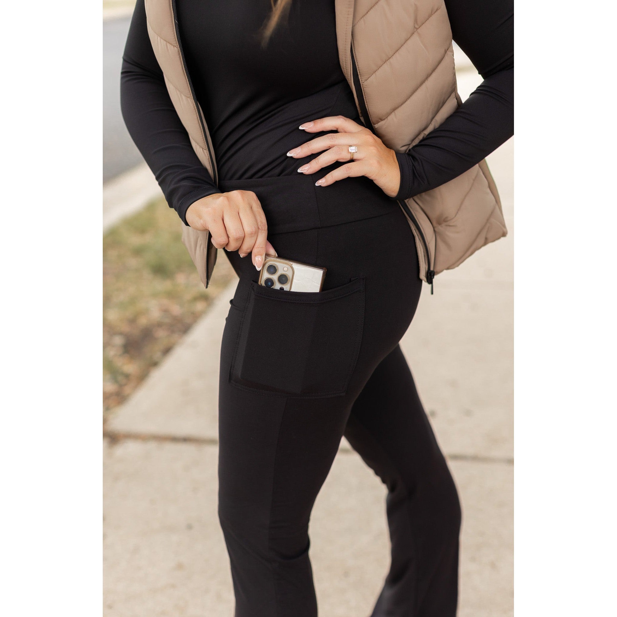 The Vanessa - 30” - Black Bootcut Leggings