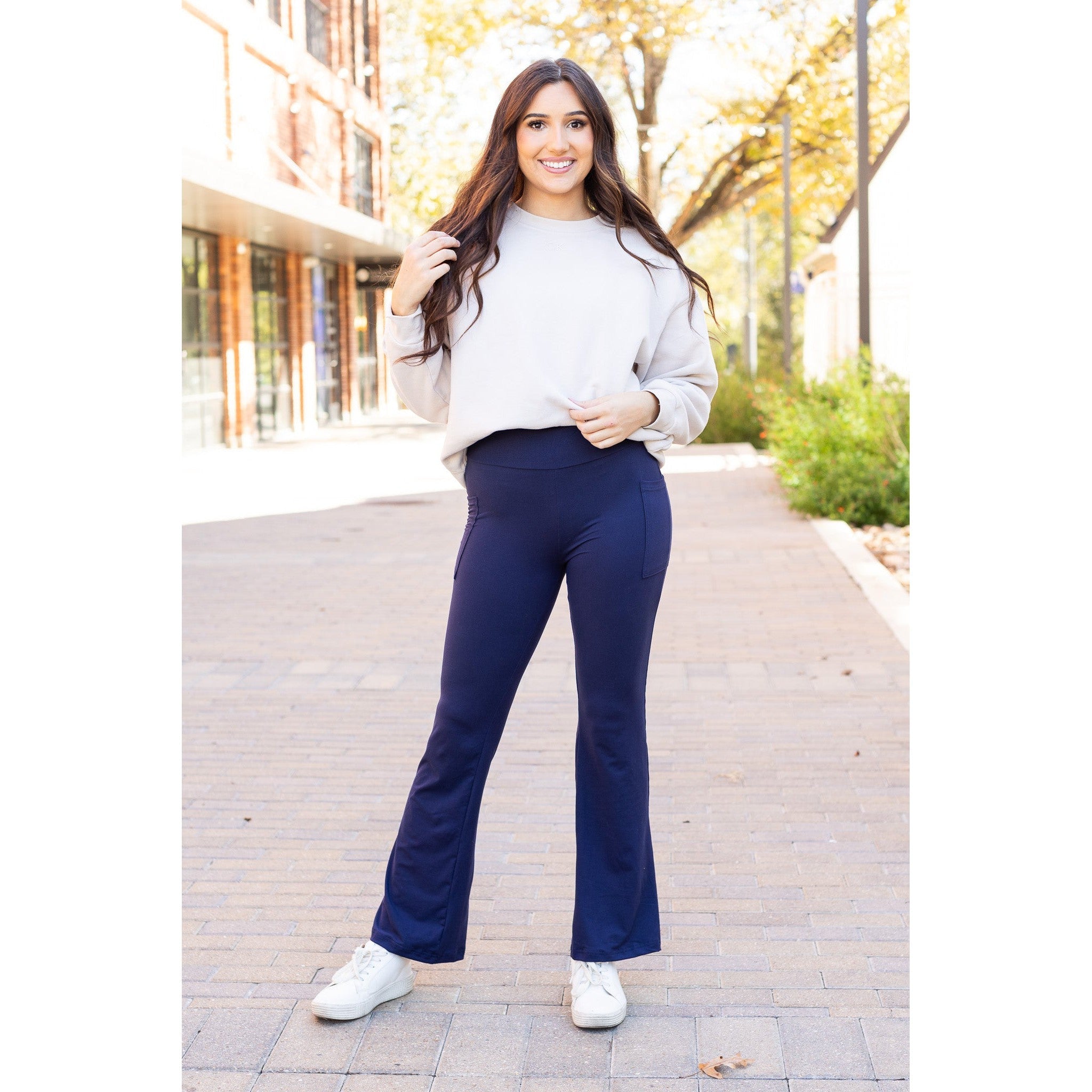 The Mila - 30" NAVY Bootcut Leggings with Pockets