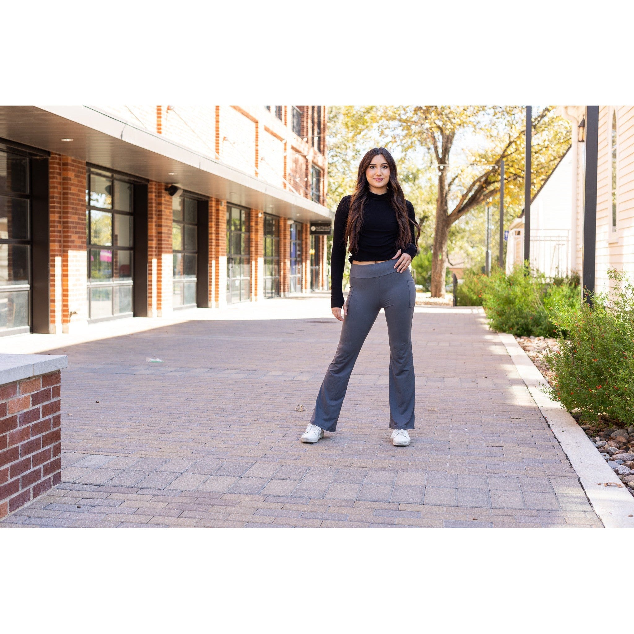 The Cassie - 30" CHARCOAL Bootcut Leggings with Pockets