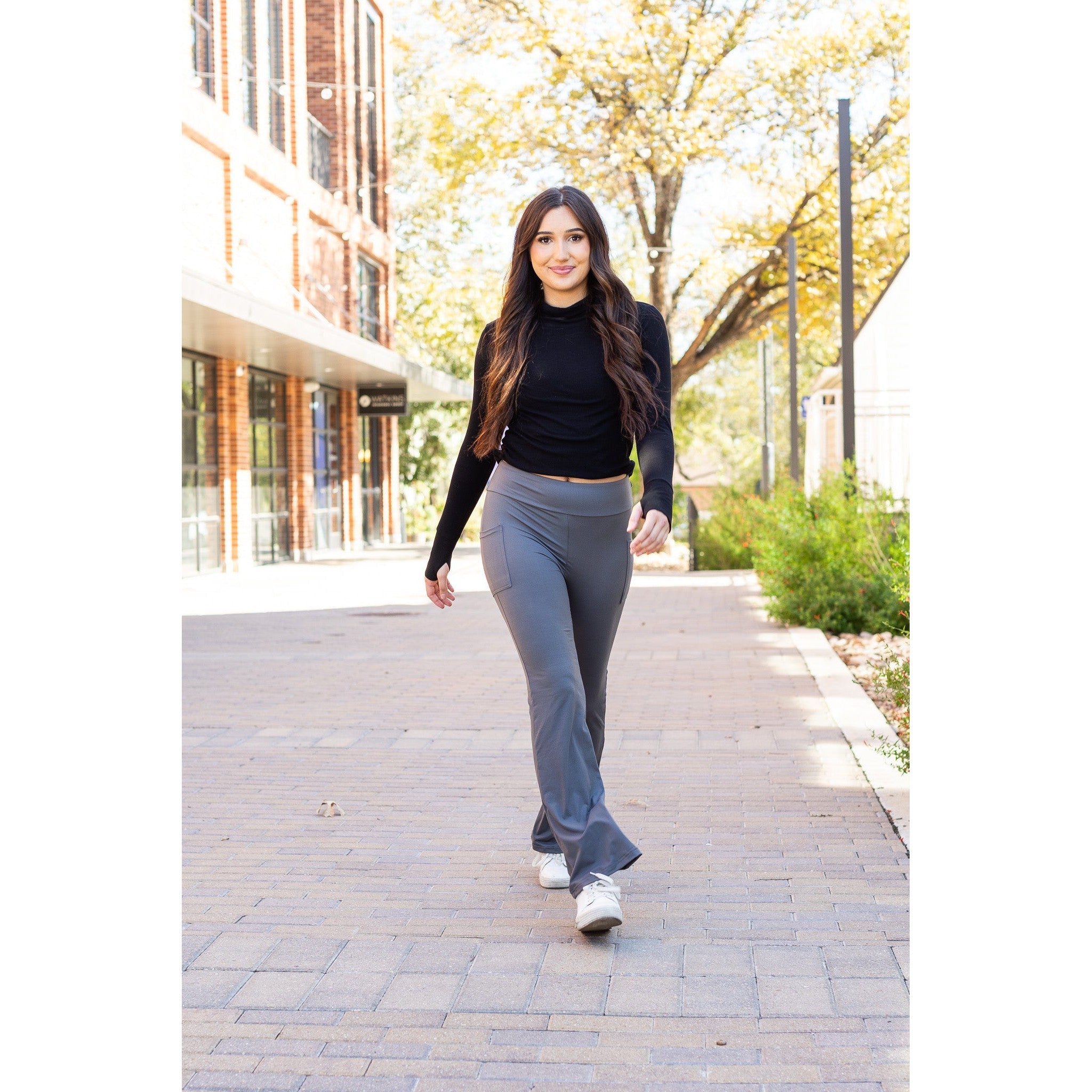 The Cassie - 30" CHARCOAL Bootcut Leggings with Pockets