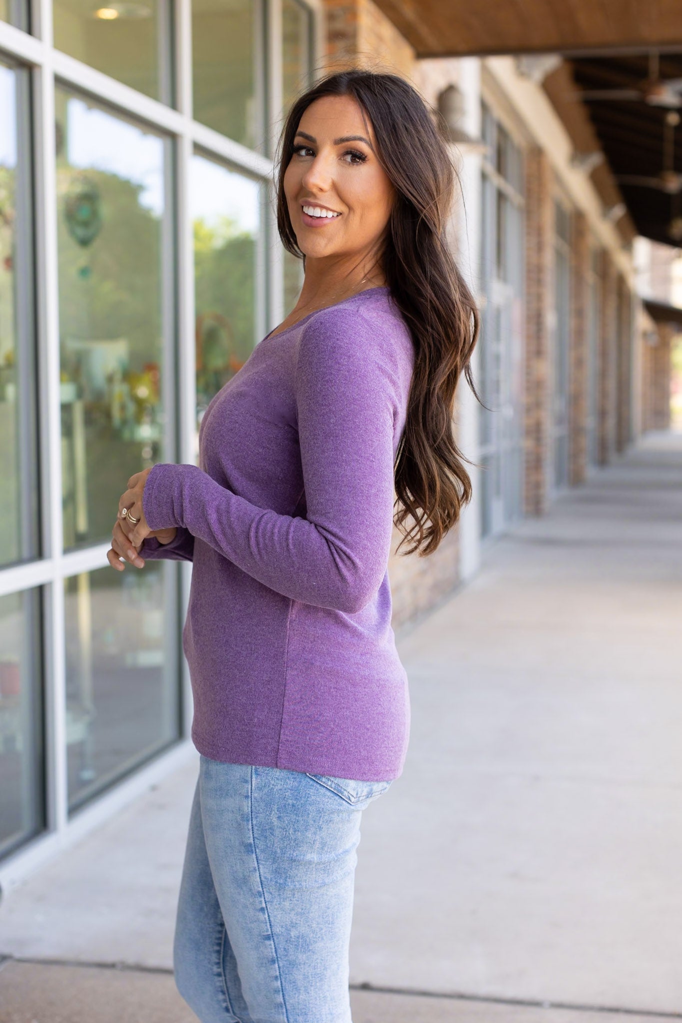 Leah Long Sleeve Top - Purple