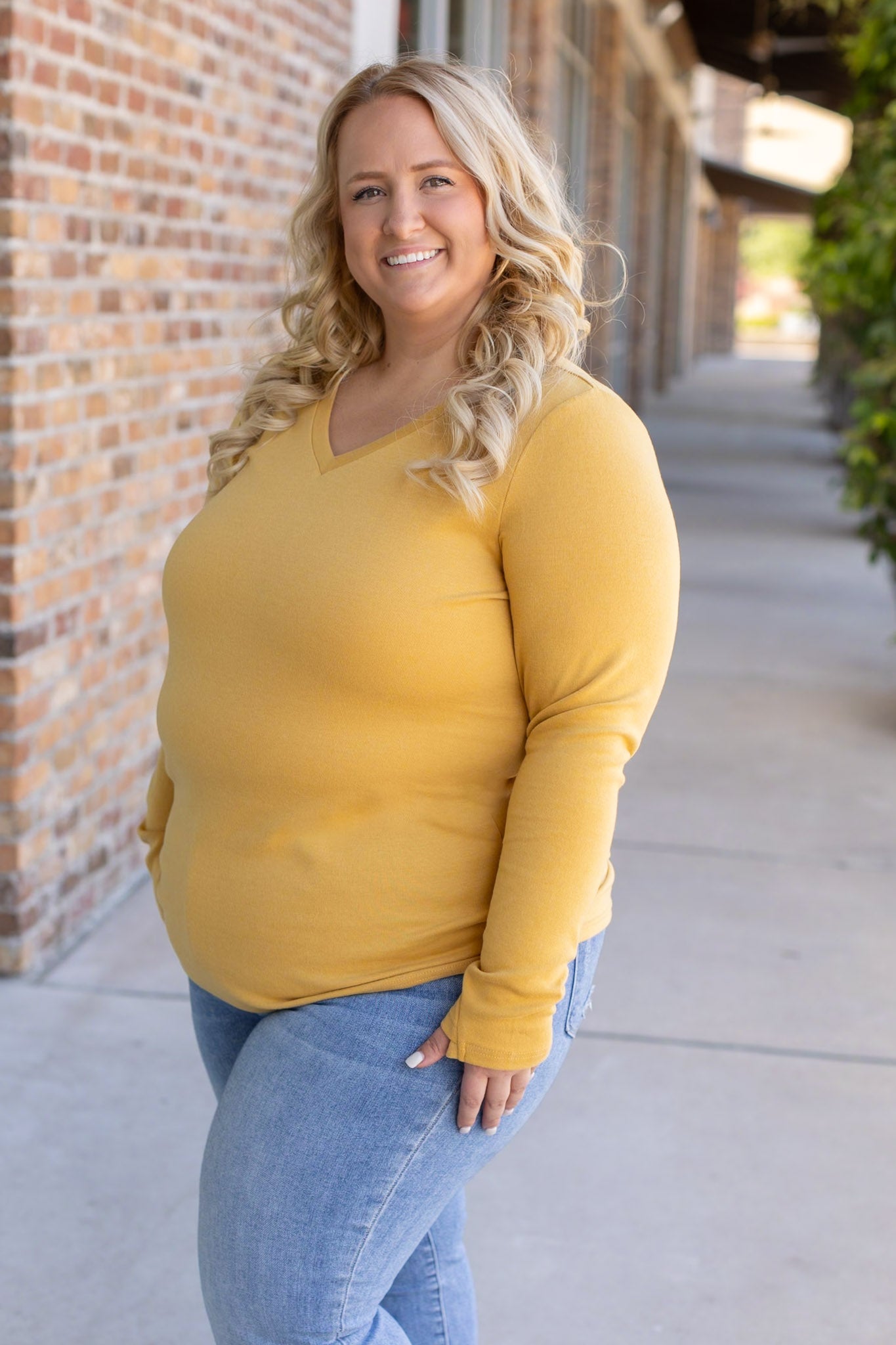 Leah Long Sleeve Top - Mustard