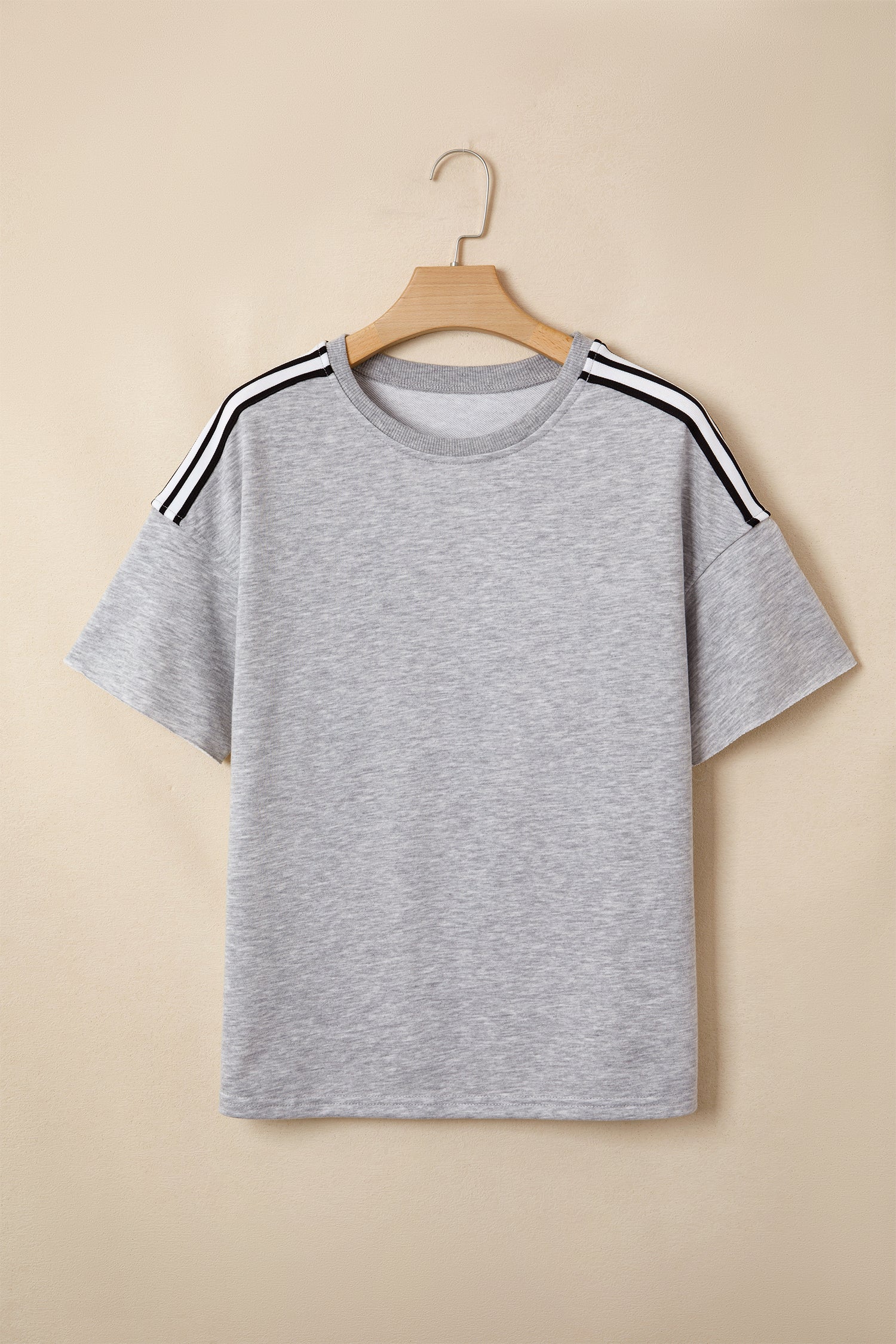 PRE-ORDER: Light Grey Patchwork Detail Raw Edge Oversize Tee