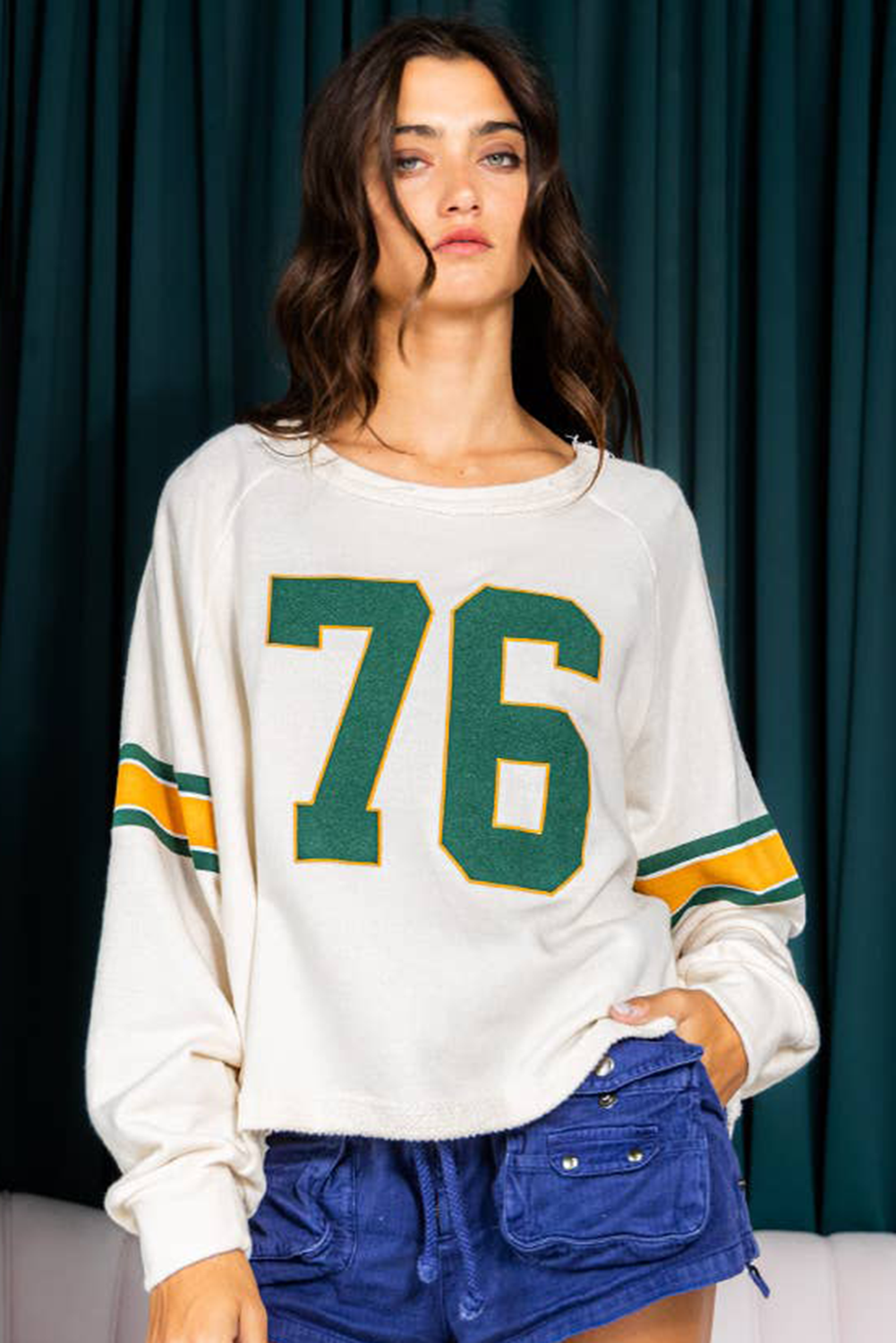 Number 76 Printed Retro Long Sleeve Top