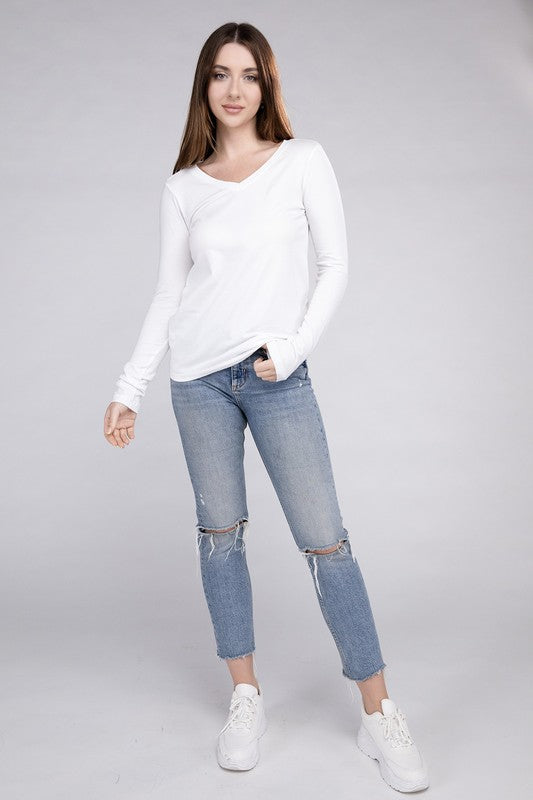 V-Neck Long Sleeve T-Shirt