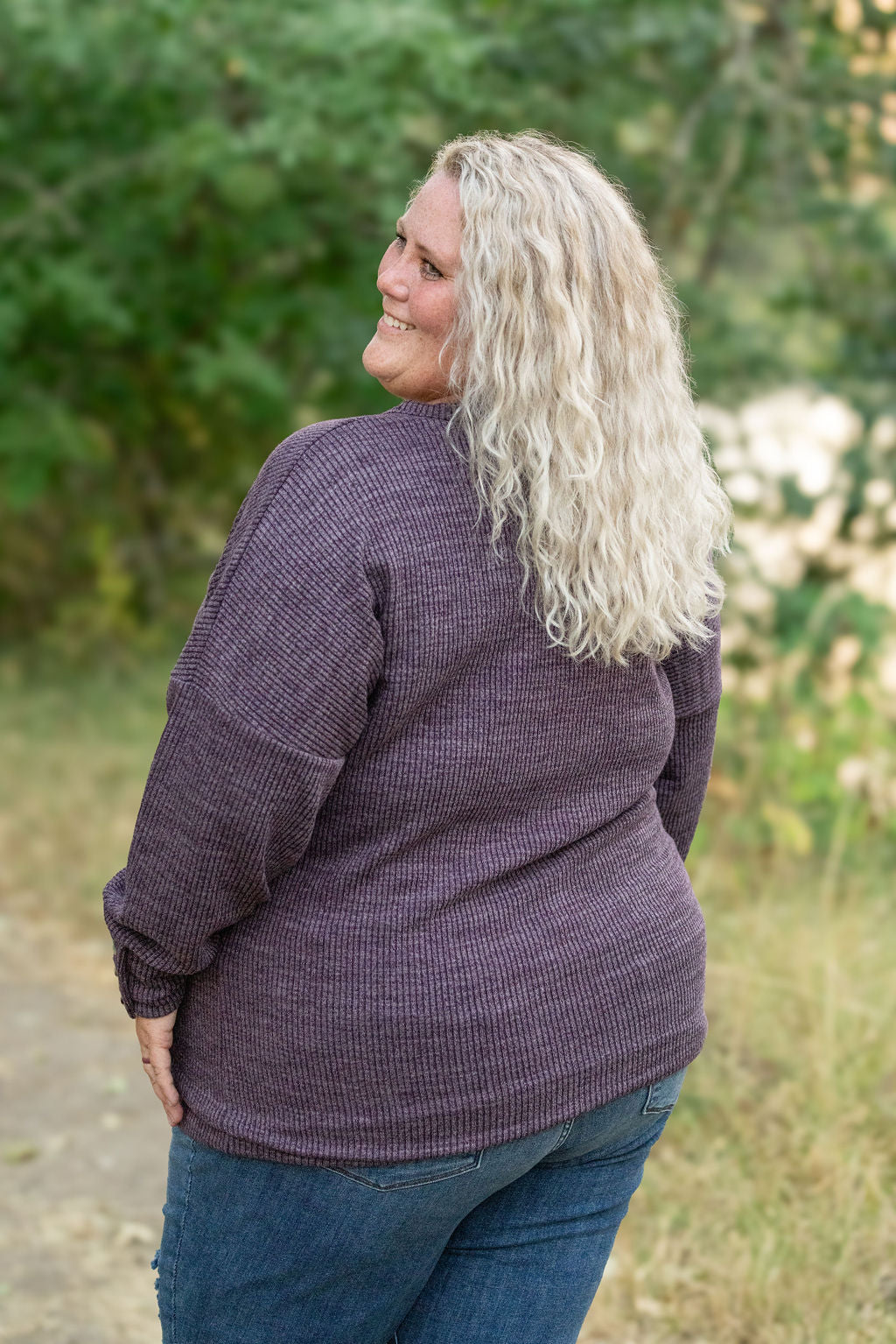 Brittney Button Sweater - Purple