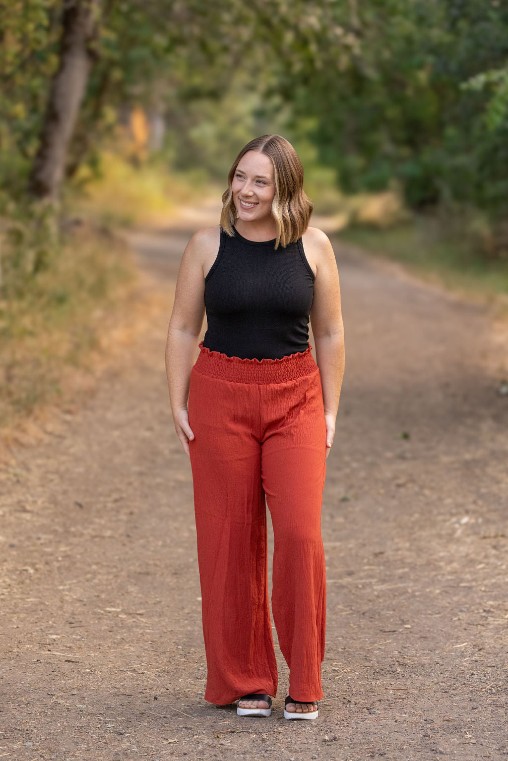 Presley Palazzo Pants - Brick