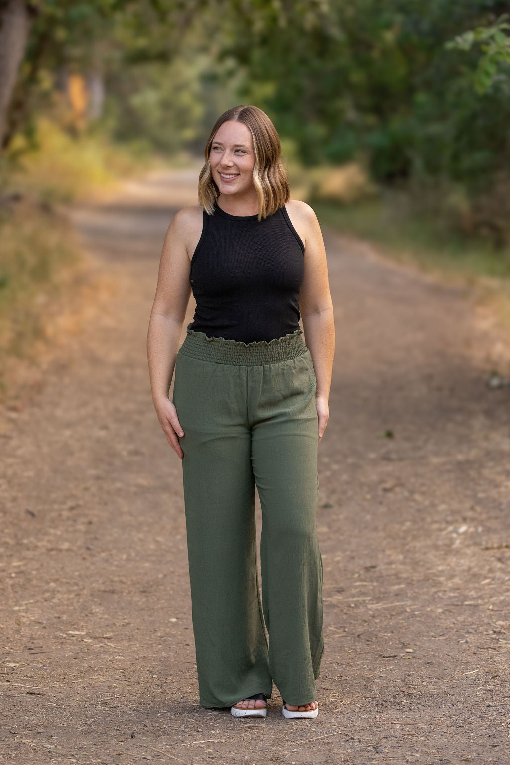 Presley Palazzo Pants - Olive