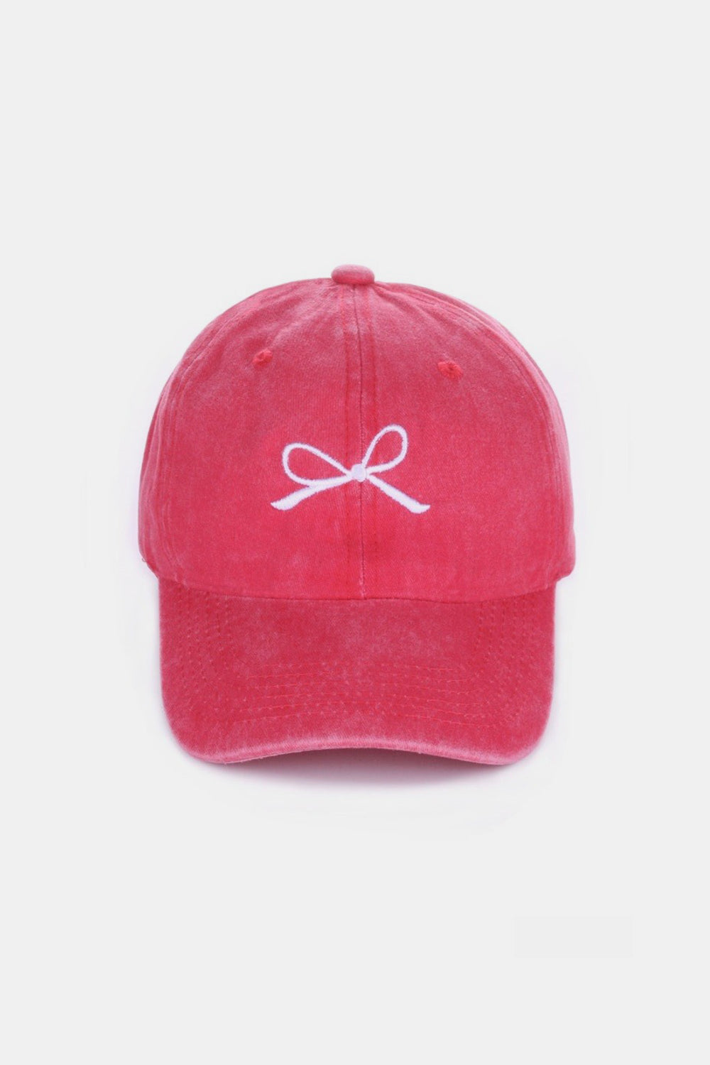 Bow Embroidered Washed Cotton Caps