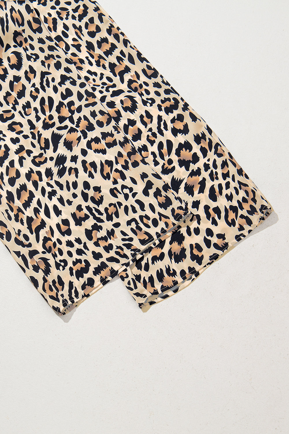 Leopard Drawstring Elastic Waistband Wide Leg Pants