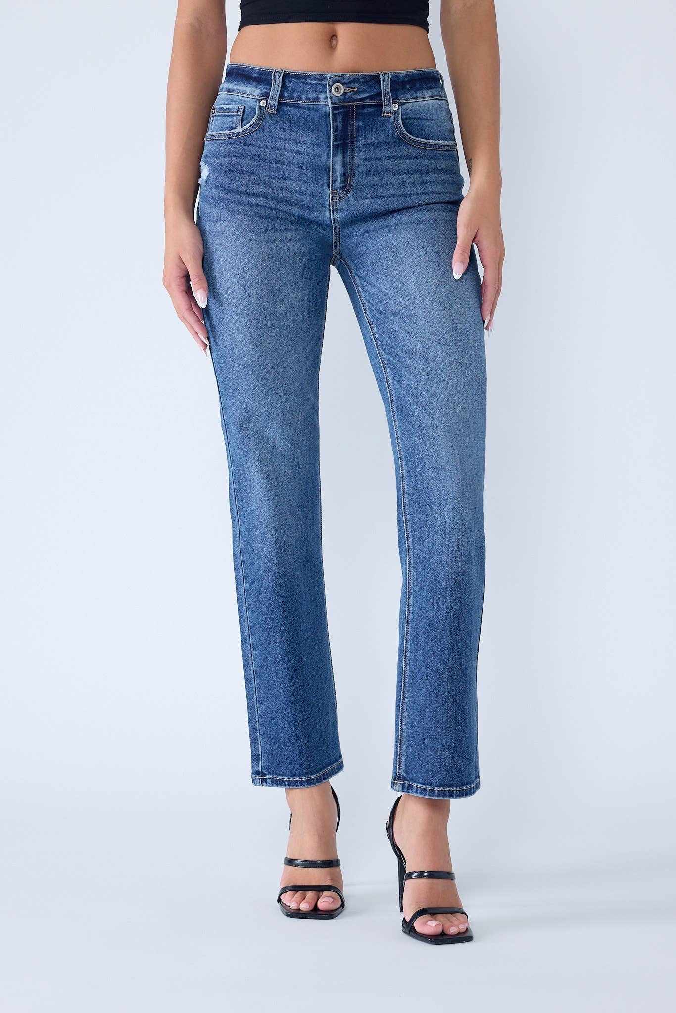 PRE-ORDER: Anne Distressed Classic Straight Jeans