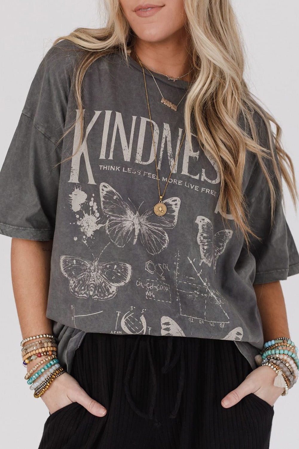 PRE-ORDER: Kindness Butterflies Graphic Mineral Wash Loose Tee
