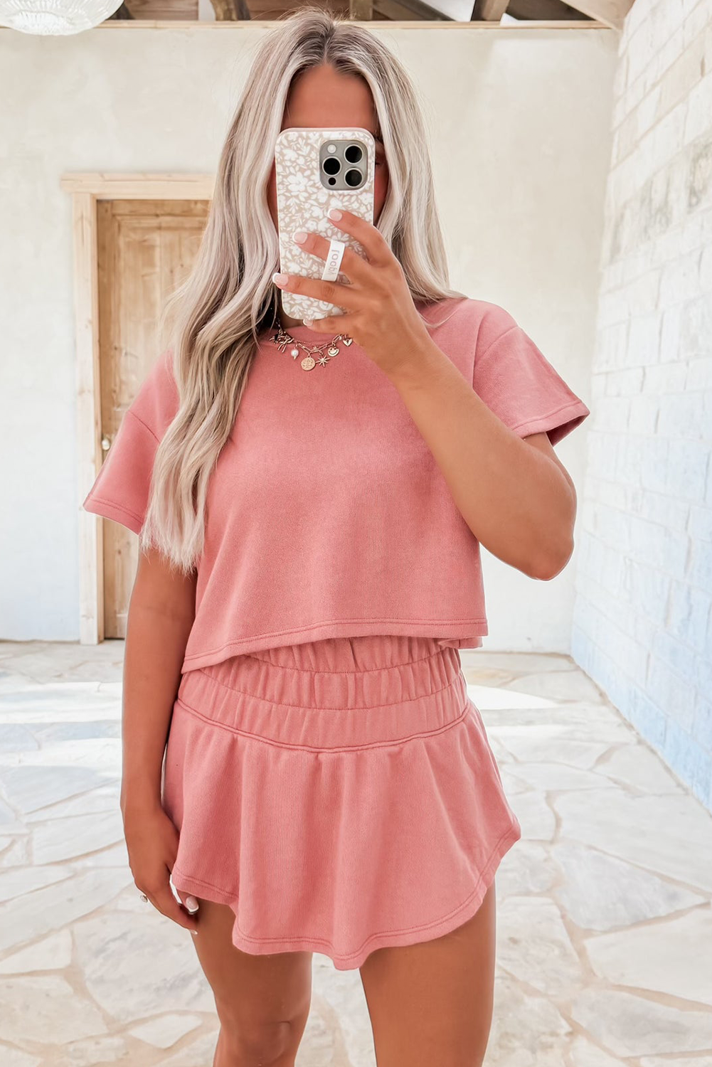 PRE-ORDER: Cropped Tee and Ruffle High Waist Skort Set