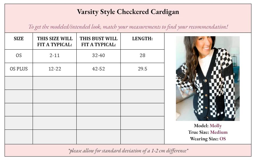 Vicki Varsity Checkered Cardigan