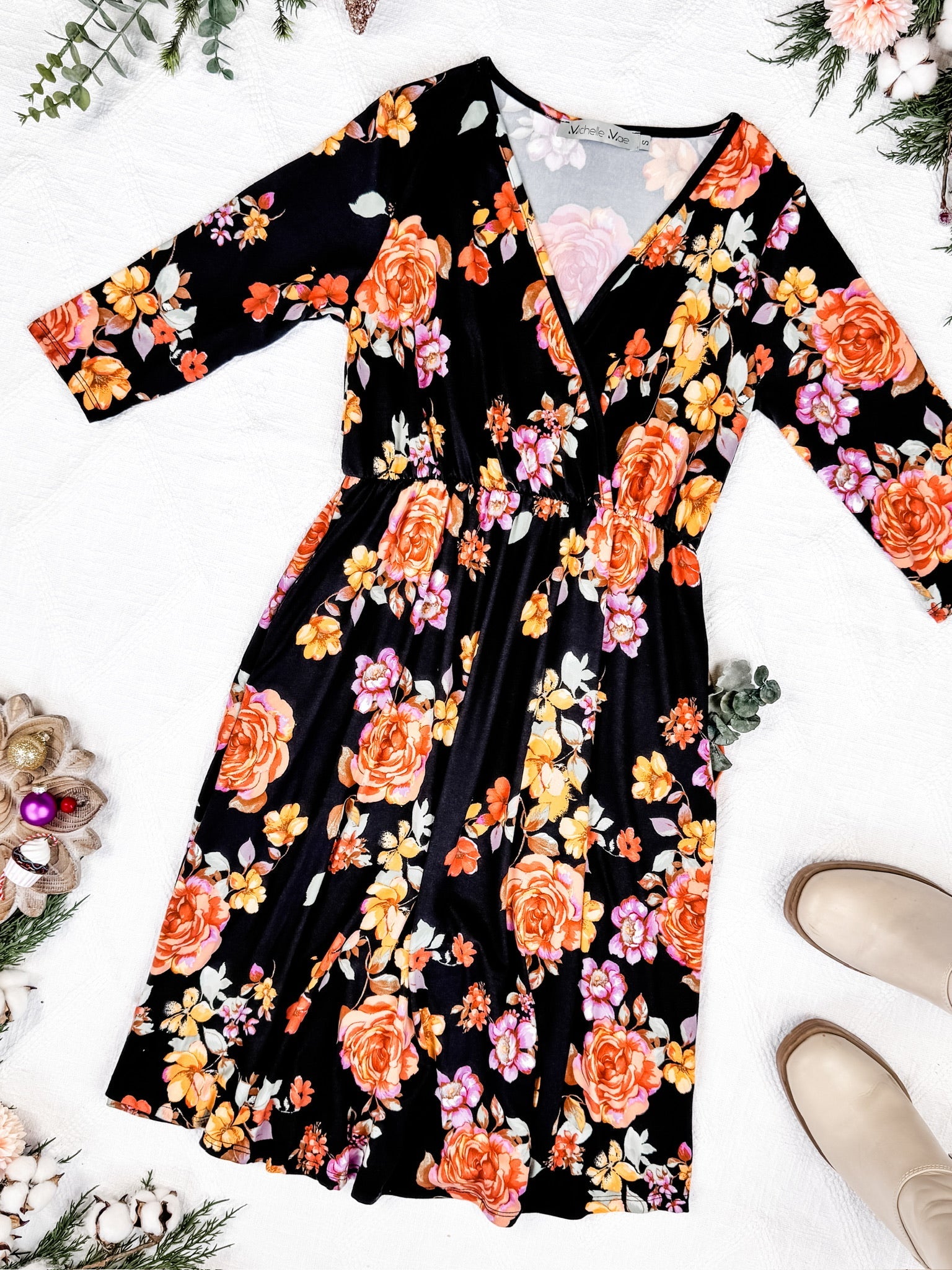 Taylor Dress - Black Floral Mix