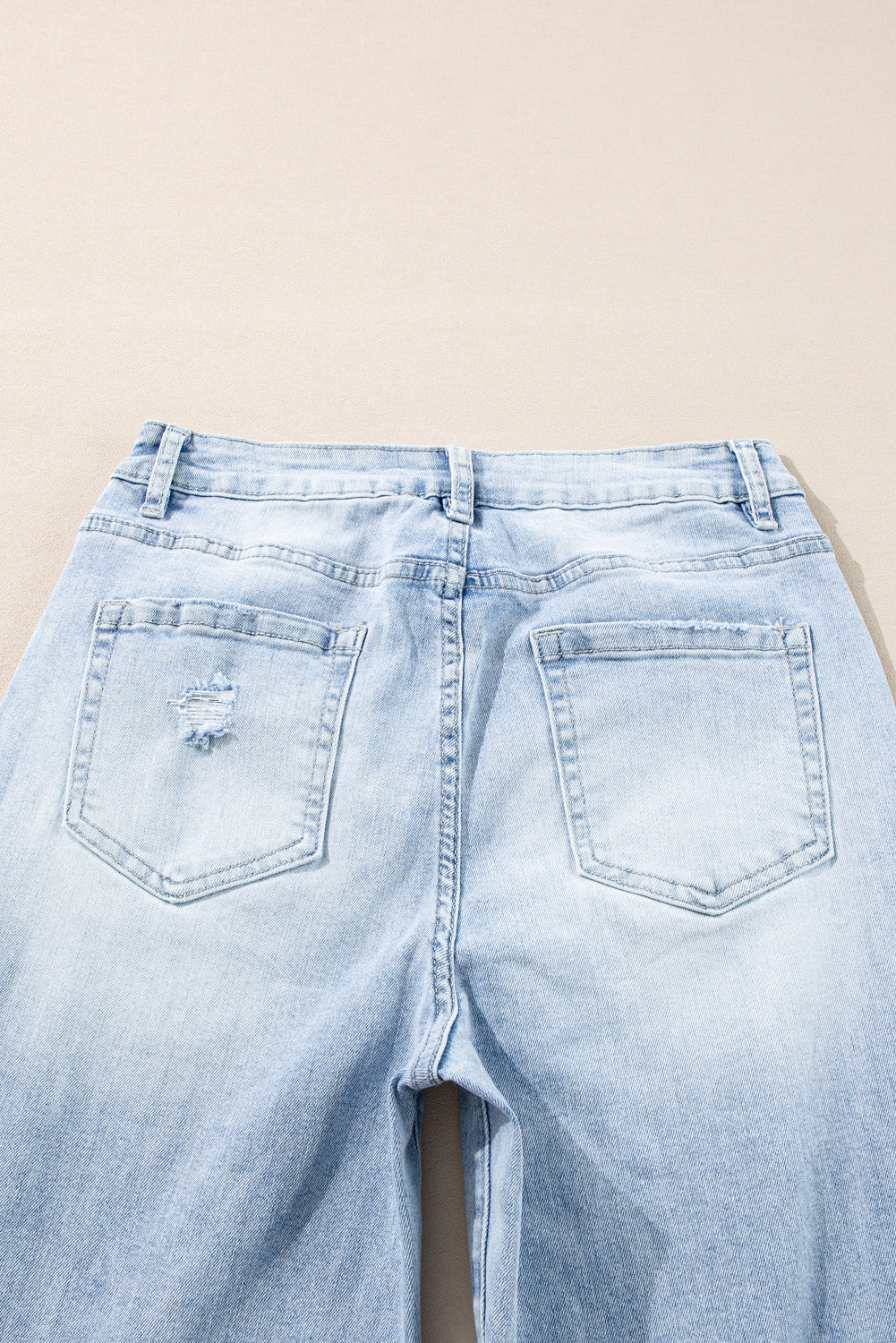 Light Wash Distressed Straight Jeans