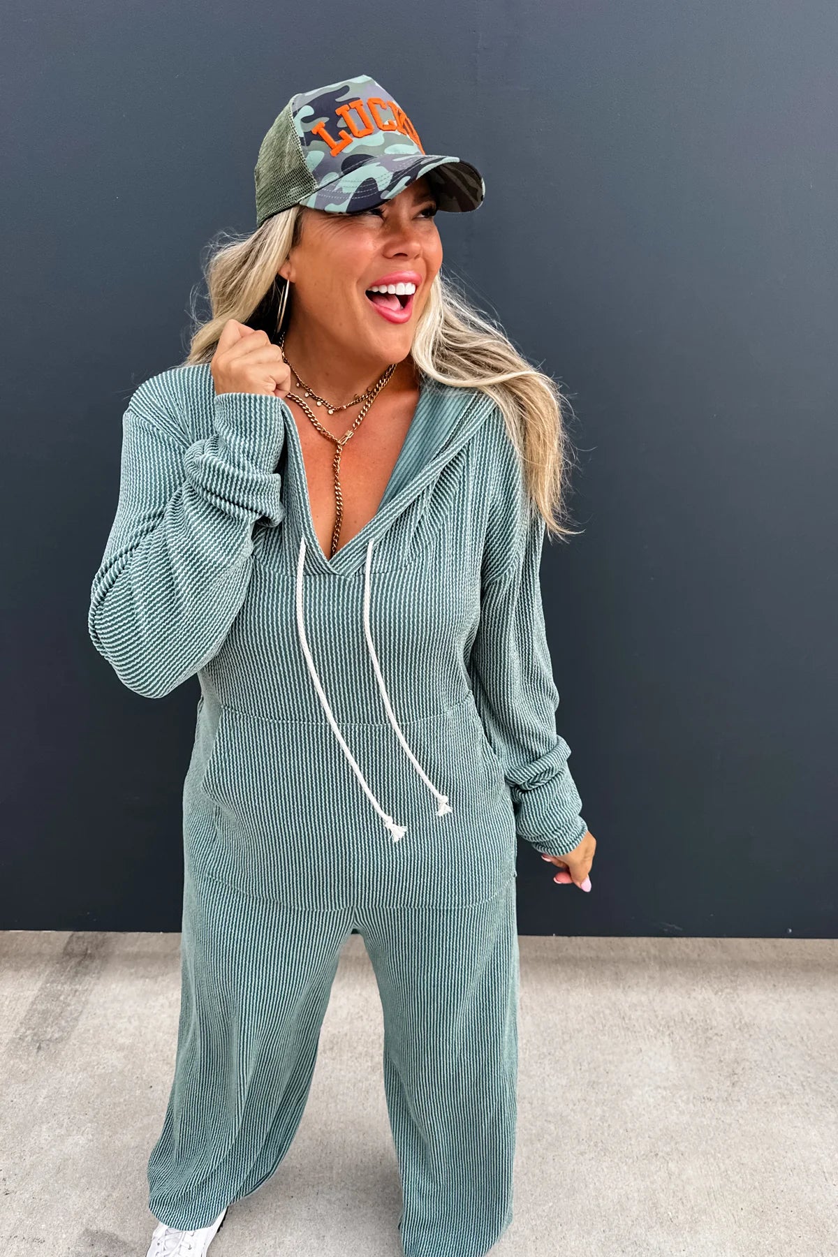 RIBBED HAYDEN HOODIE JUMPSUIT