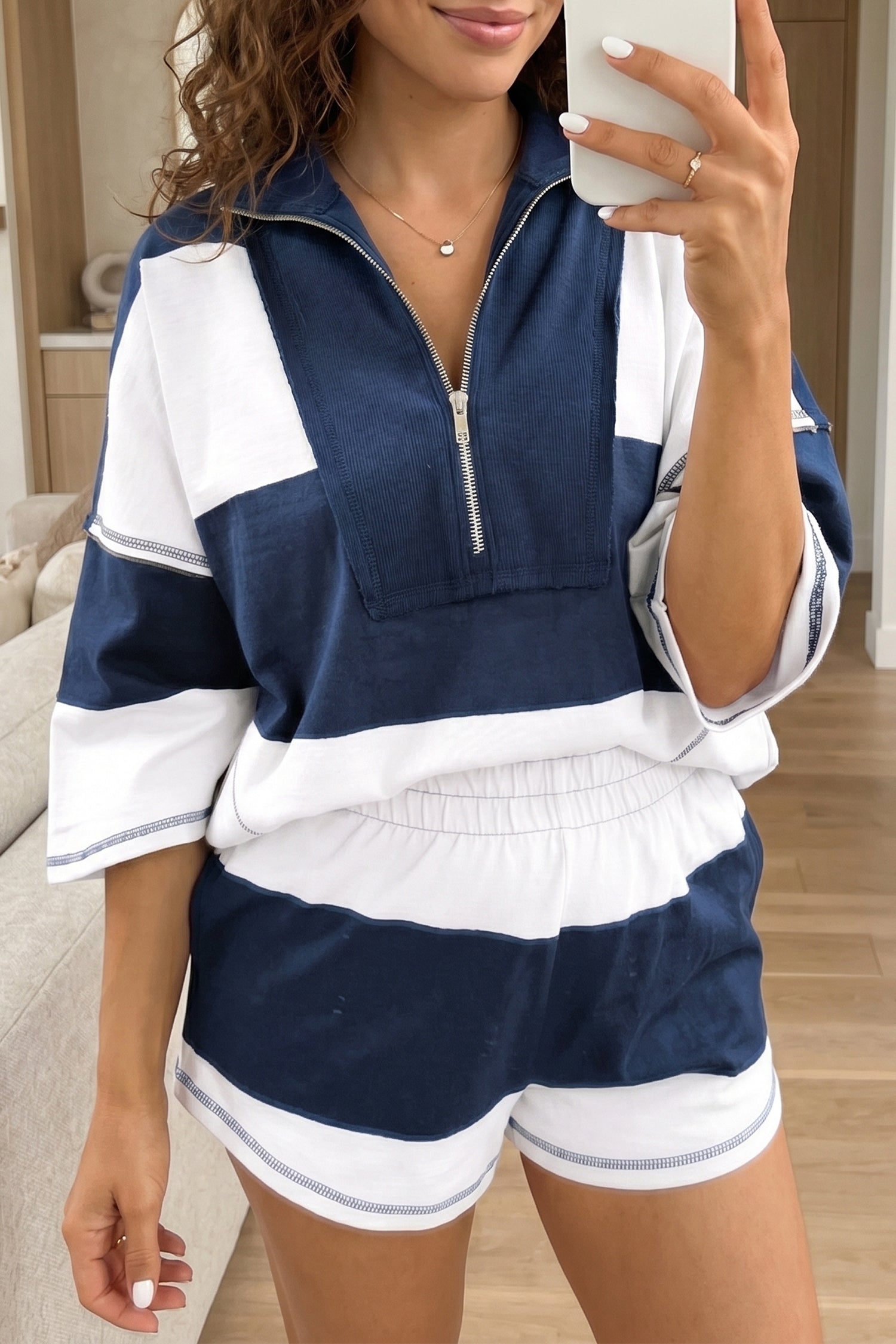 PRE-ORDER: Exposed Seam Detail Half Sleeve Top and Shorts Set
