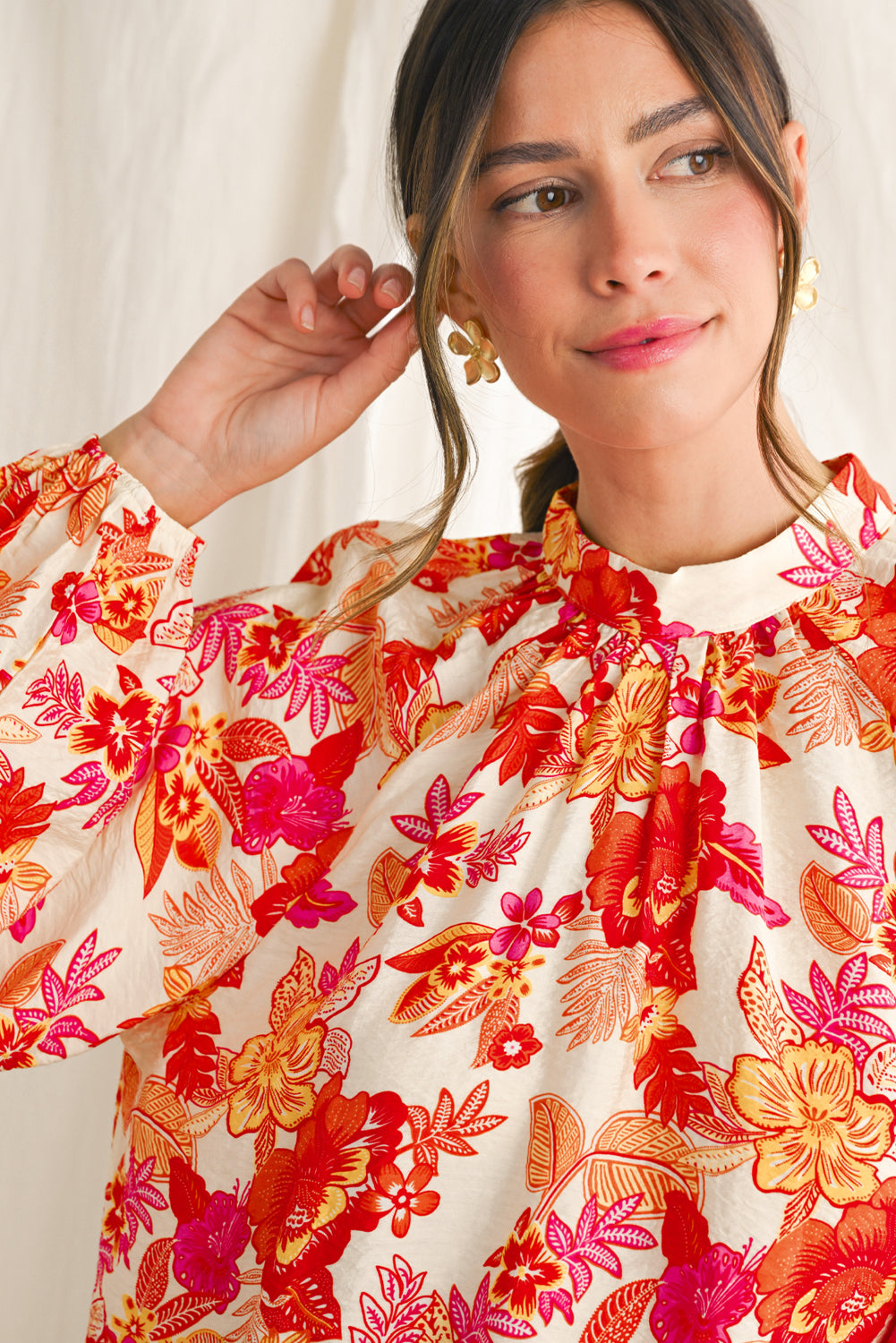 PRE-ORDER: Boho Floral Lantern Sleeve Blouse