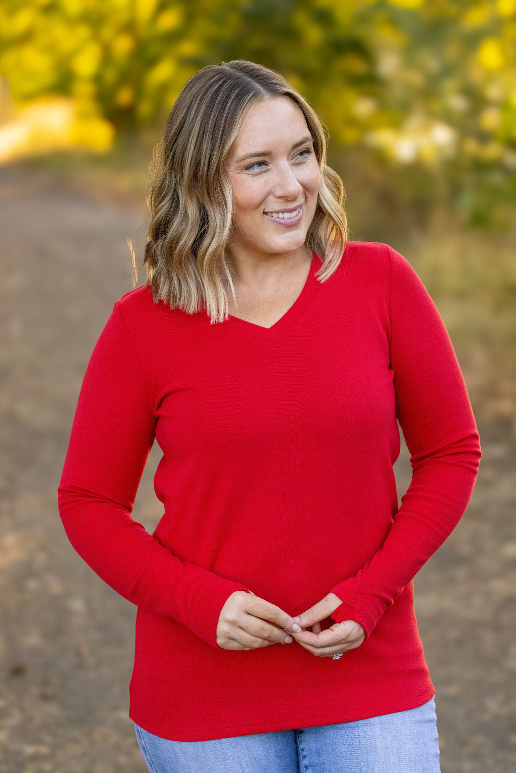 Leah Long Sleeve Top - Red