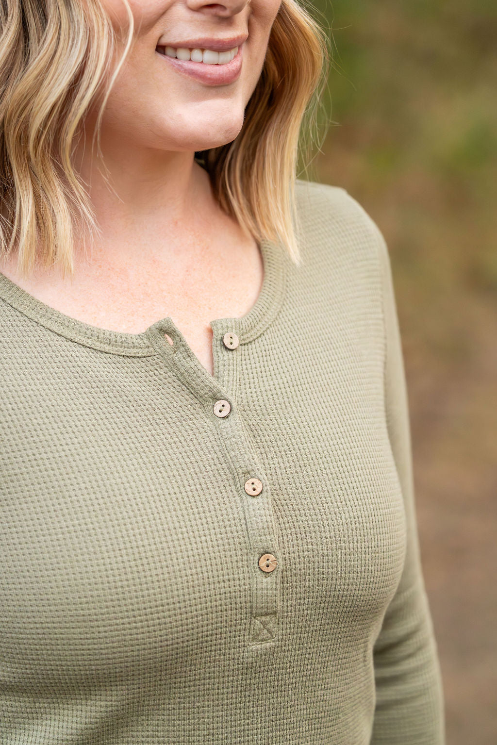 Harper Long Sleeve Henley - Olive