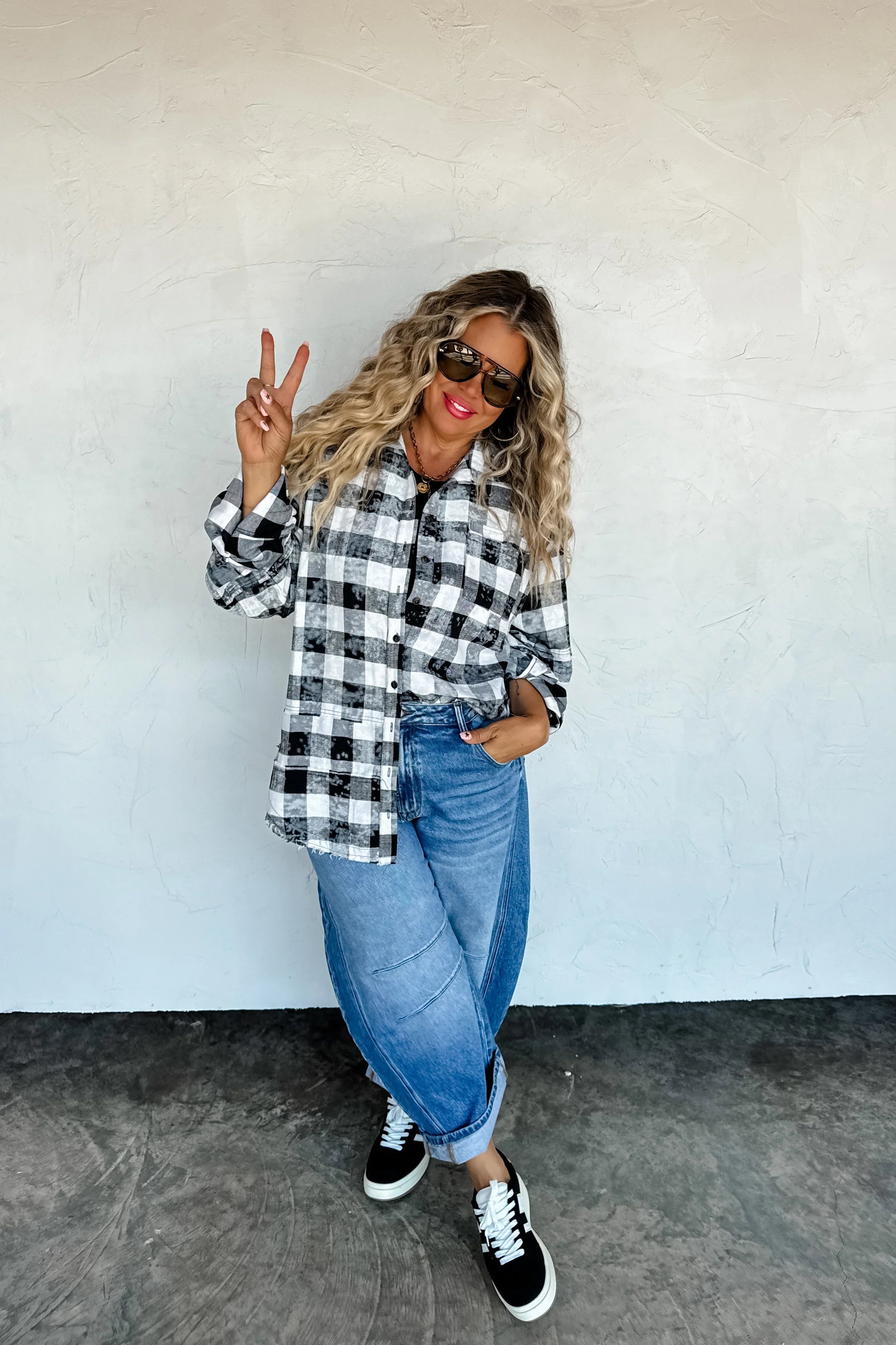 PRE-ORDER: Juniper Bleached Plaid Top