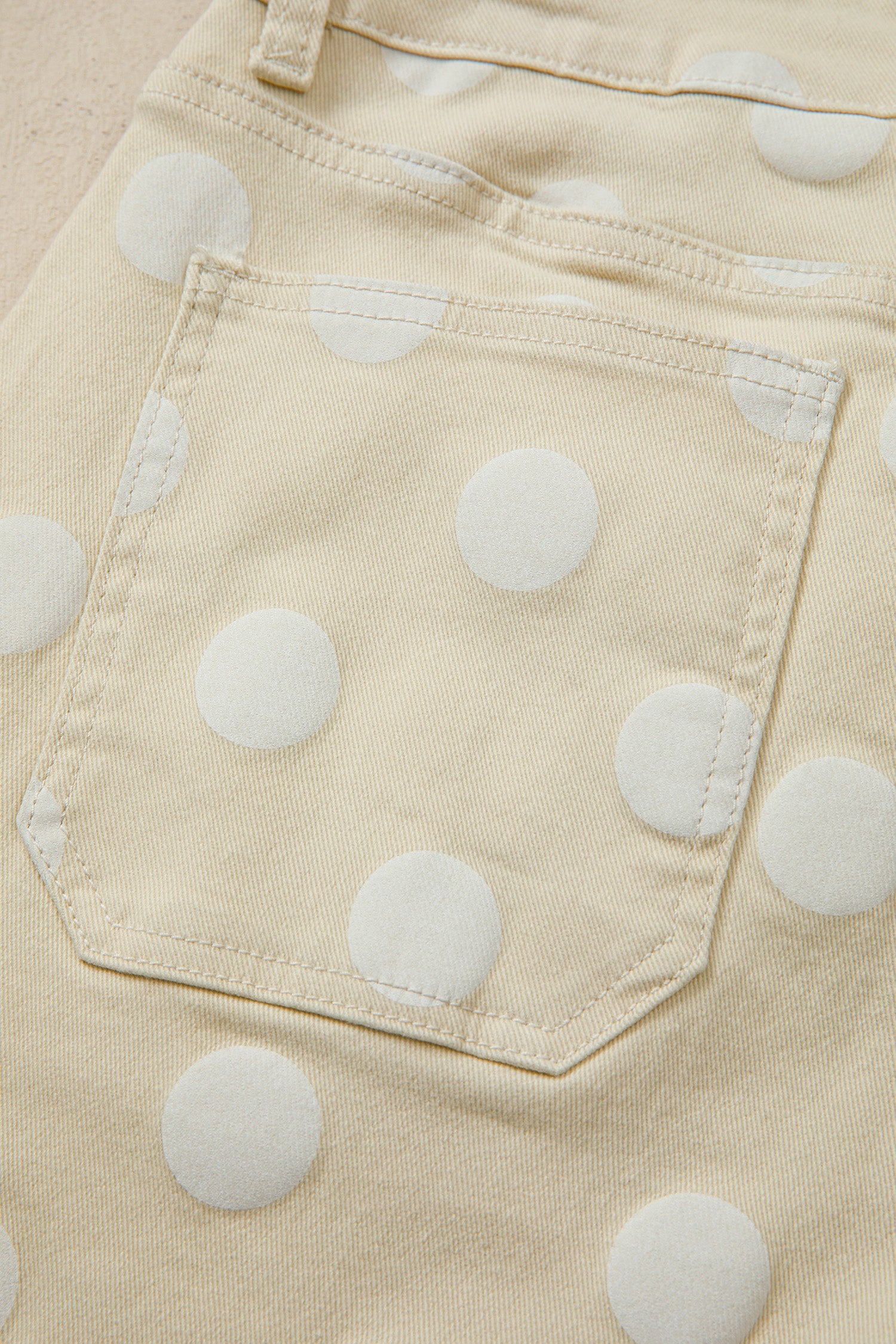 PRE-ORDER: Polka Dot Print Raw Hem Shift Jeans