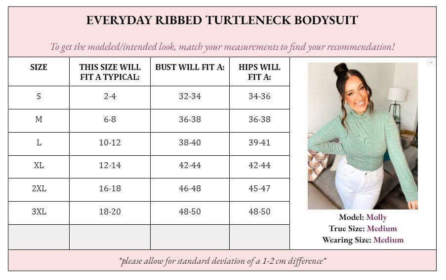 Emily Everyday Ribbed Turtleneck Bodysuit