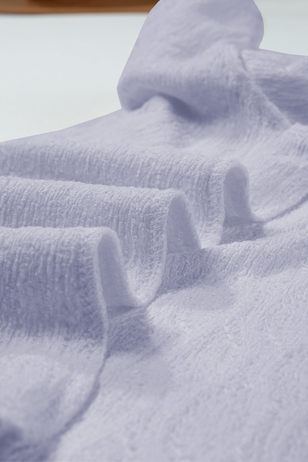 PRE-ORDER: Solid Color Textured Notched Neck Puff Sleeve Blouse