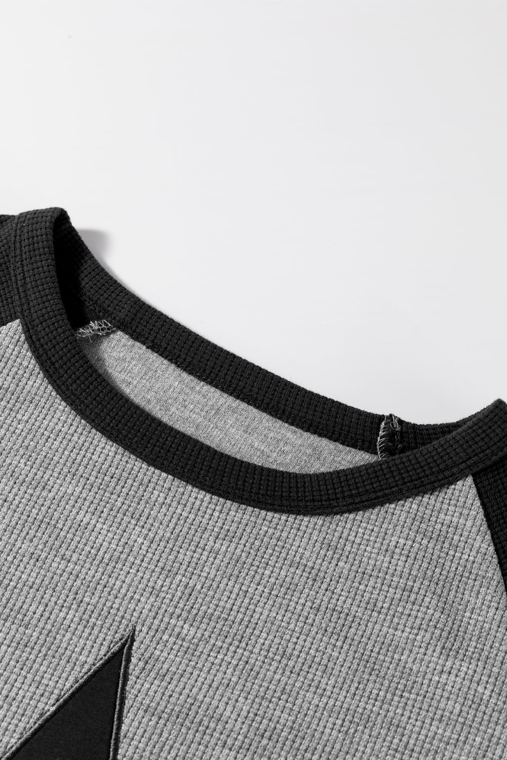 Waffle Knit Colorblock Star Patch Raglan