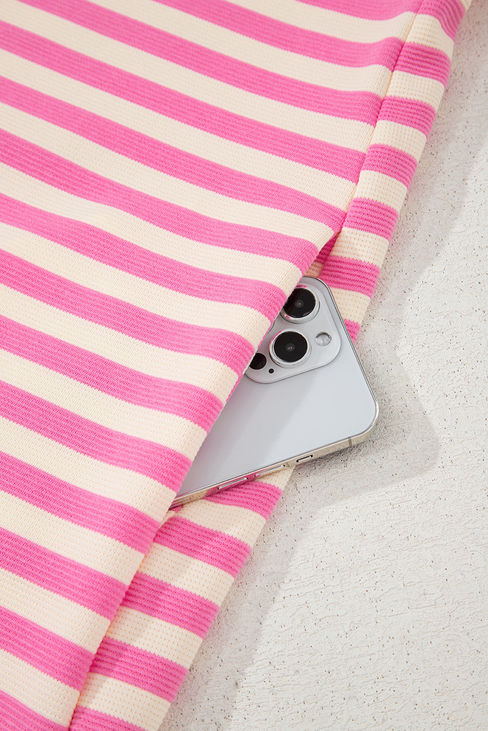 PRE-ORDER: Striped Ruffle Short Sleeve Pop of Color Neckline Dress